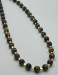 Tigers Eye & Gold Bar (even spaced) Necklace