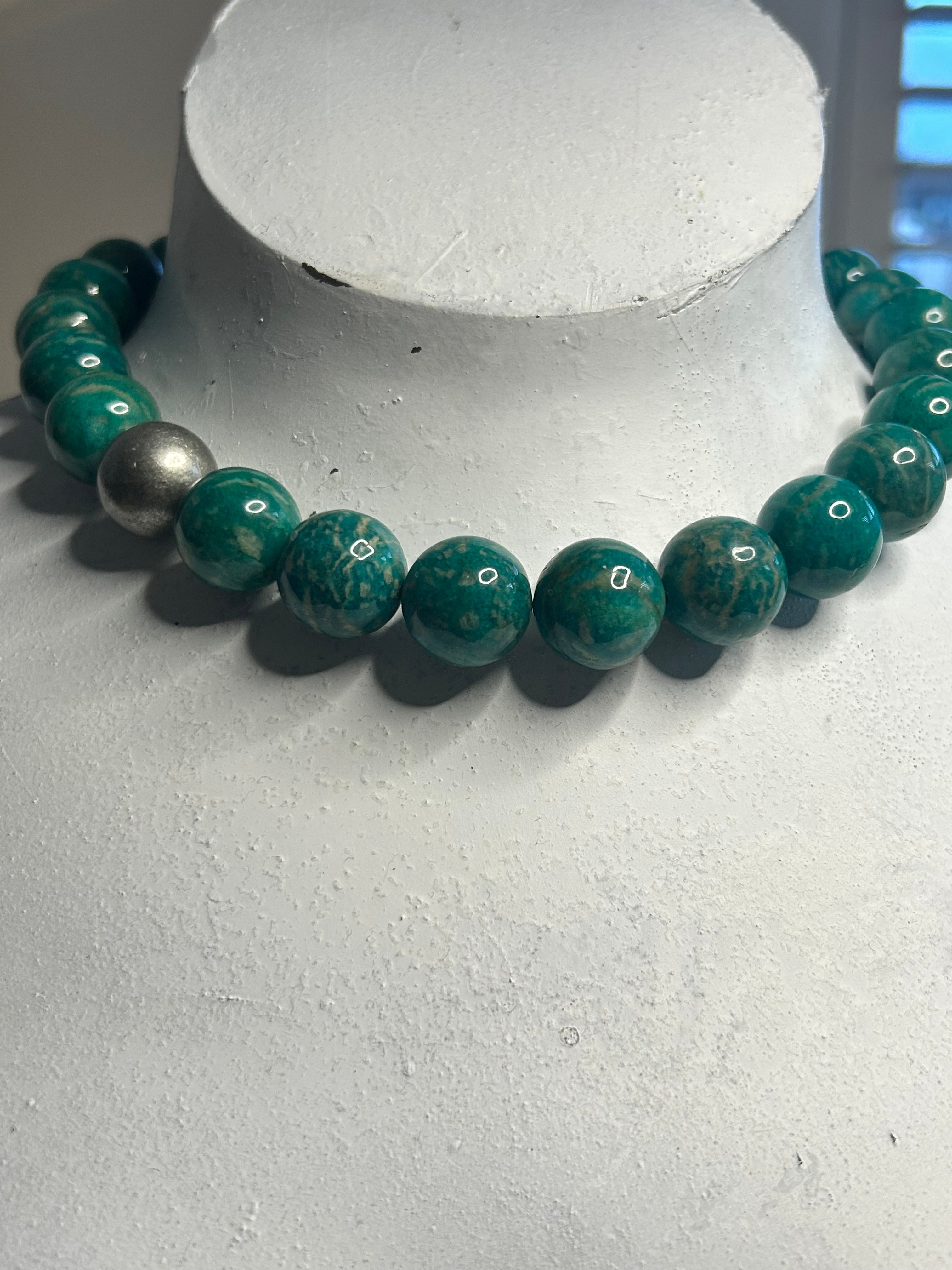 Amazonite & Silver Ball Necklace