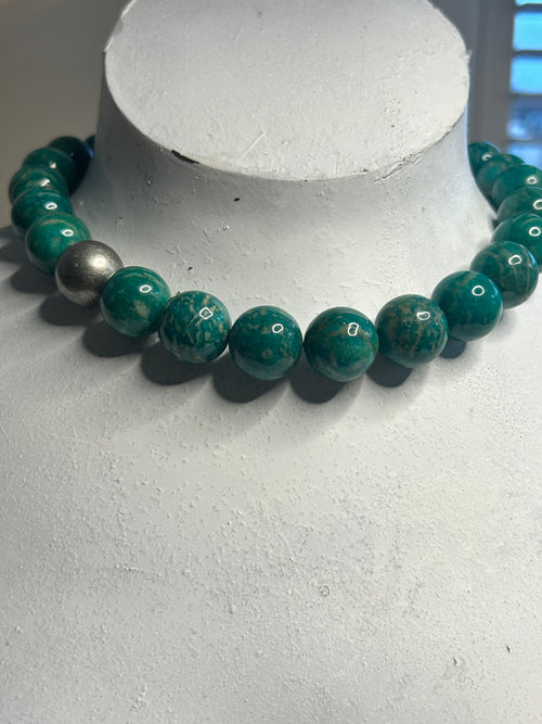 Amazonite & Silver Ball Necklace
