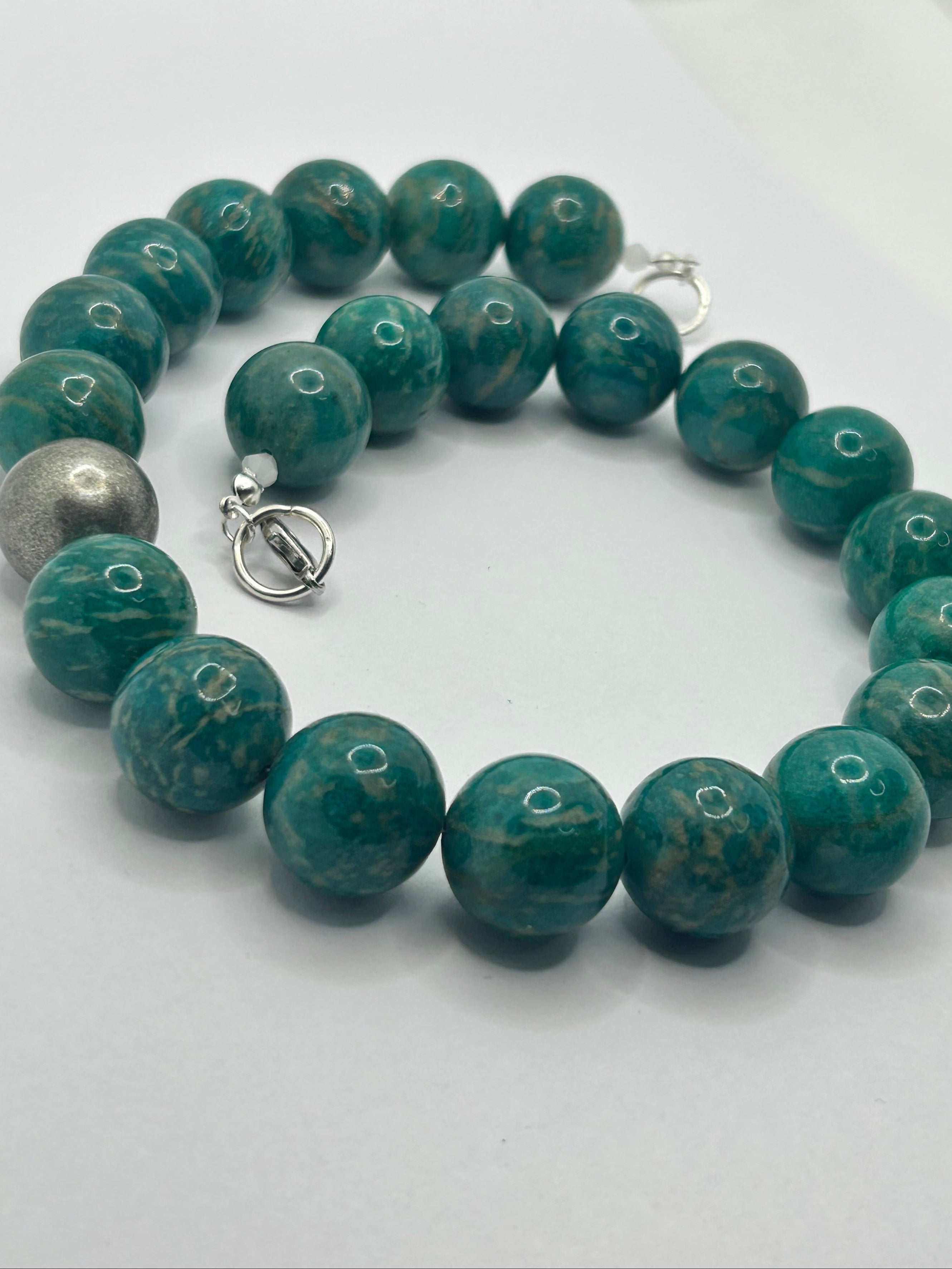 Amazonite & Silver Ball Necklace