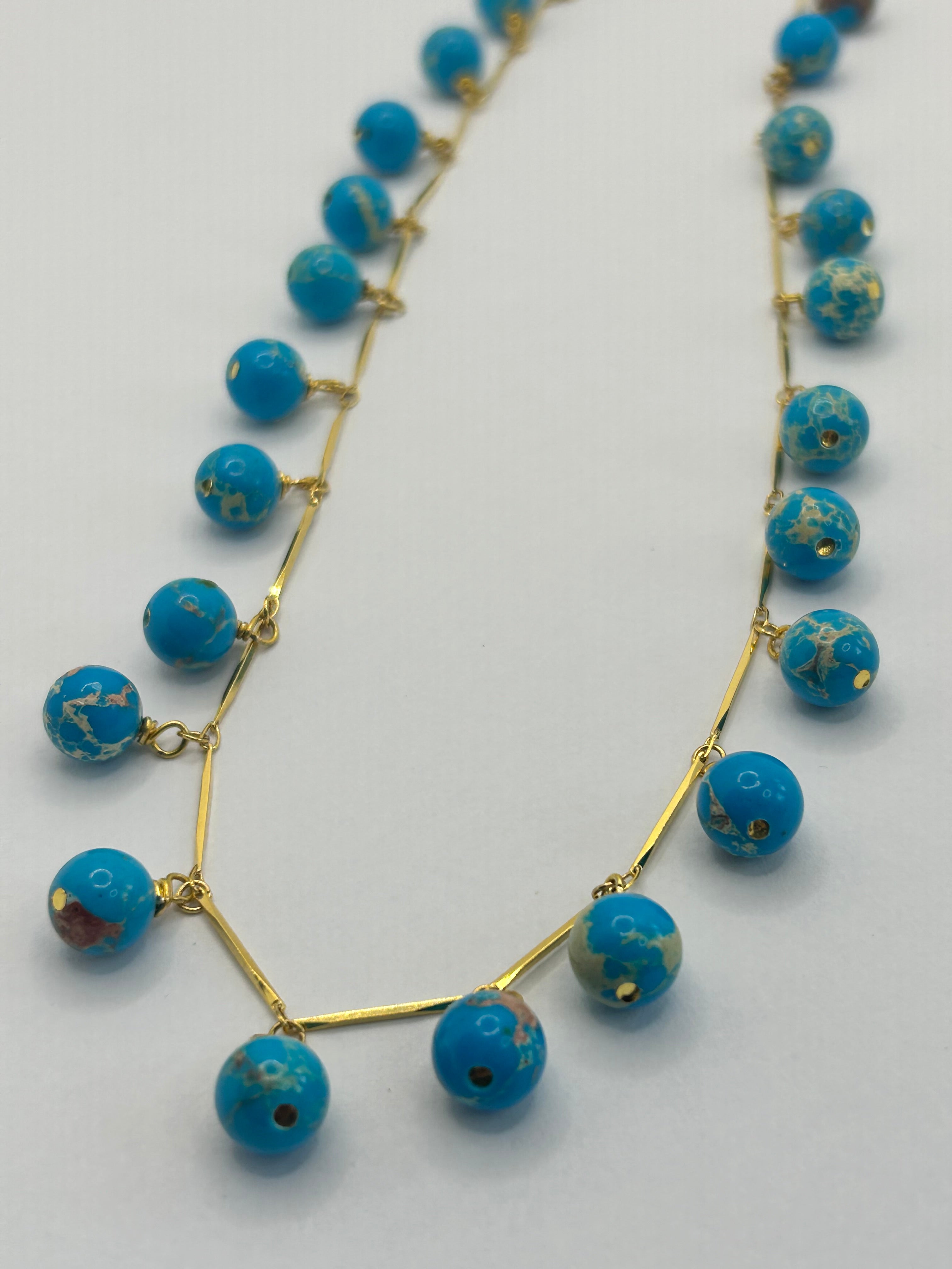 Bubble Garland Necklace: Blue Imperial Jasper