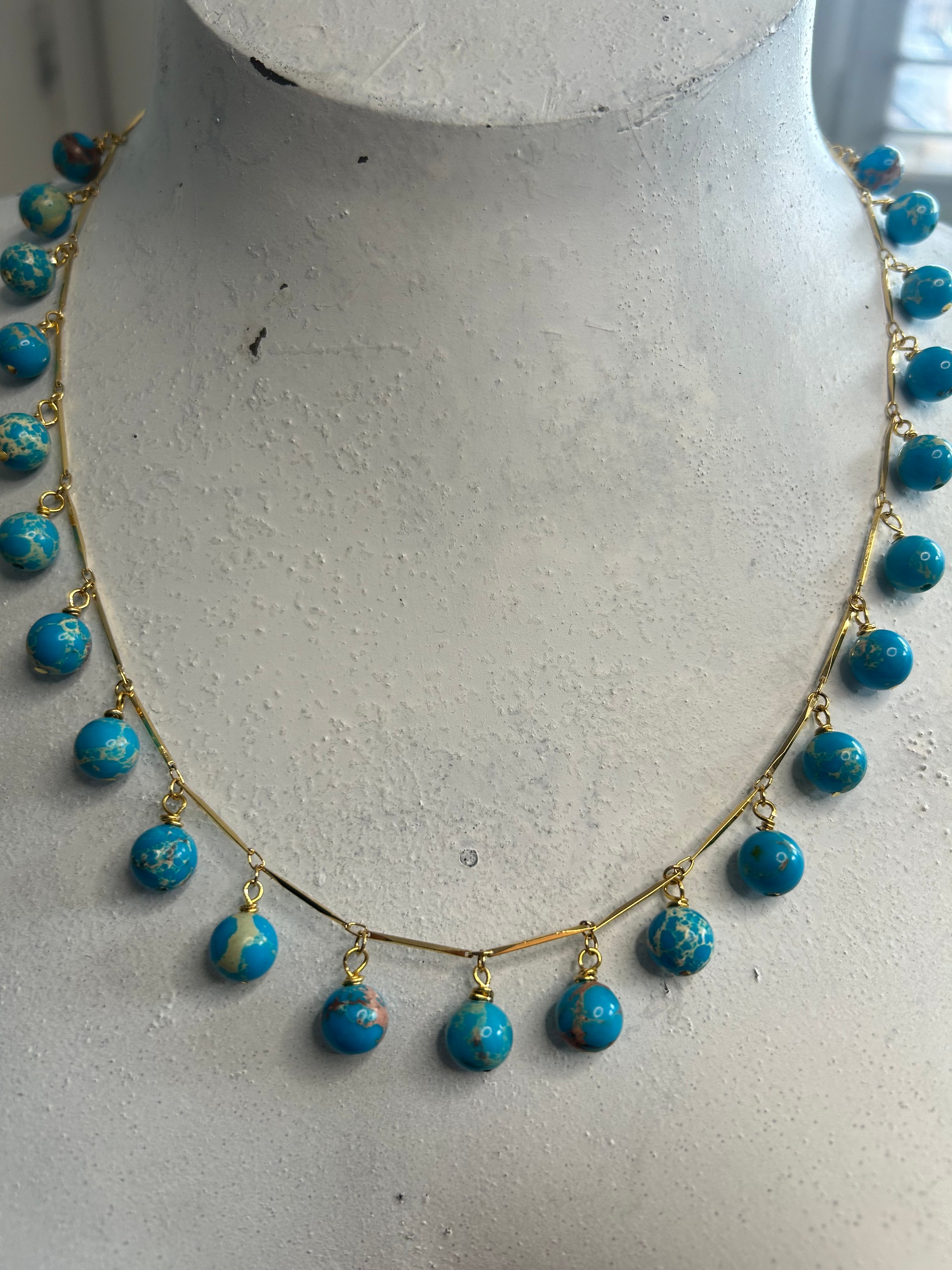 Bubble Garland Necklace: Blue Imperial Jasper