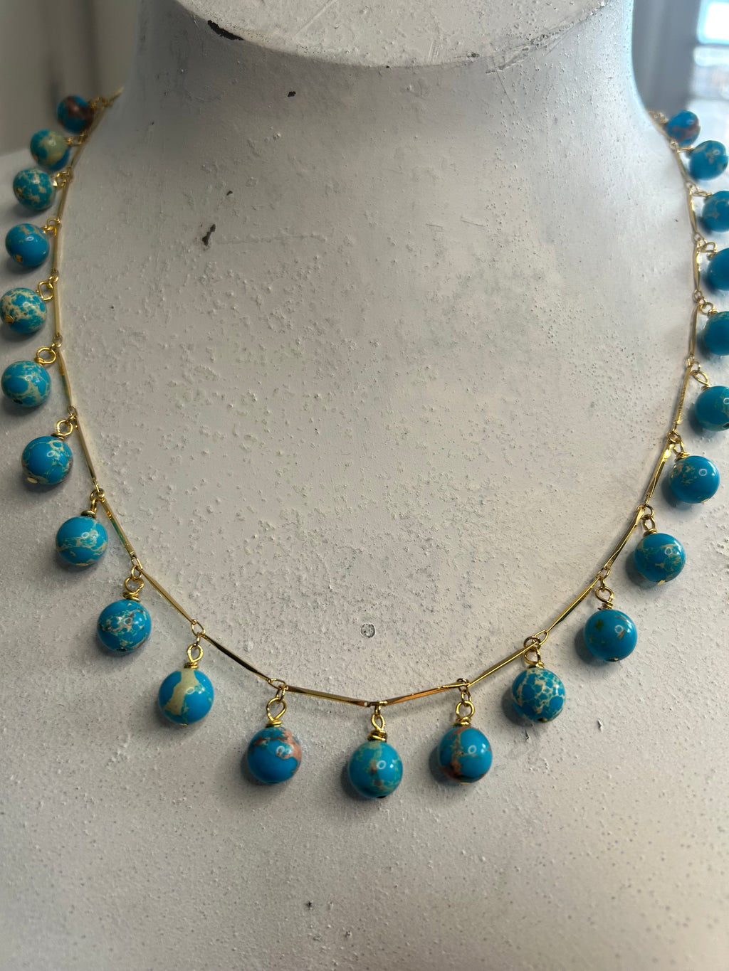 Bubble Garland Necklace: Blue Imperial Jasper