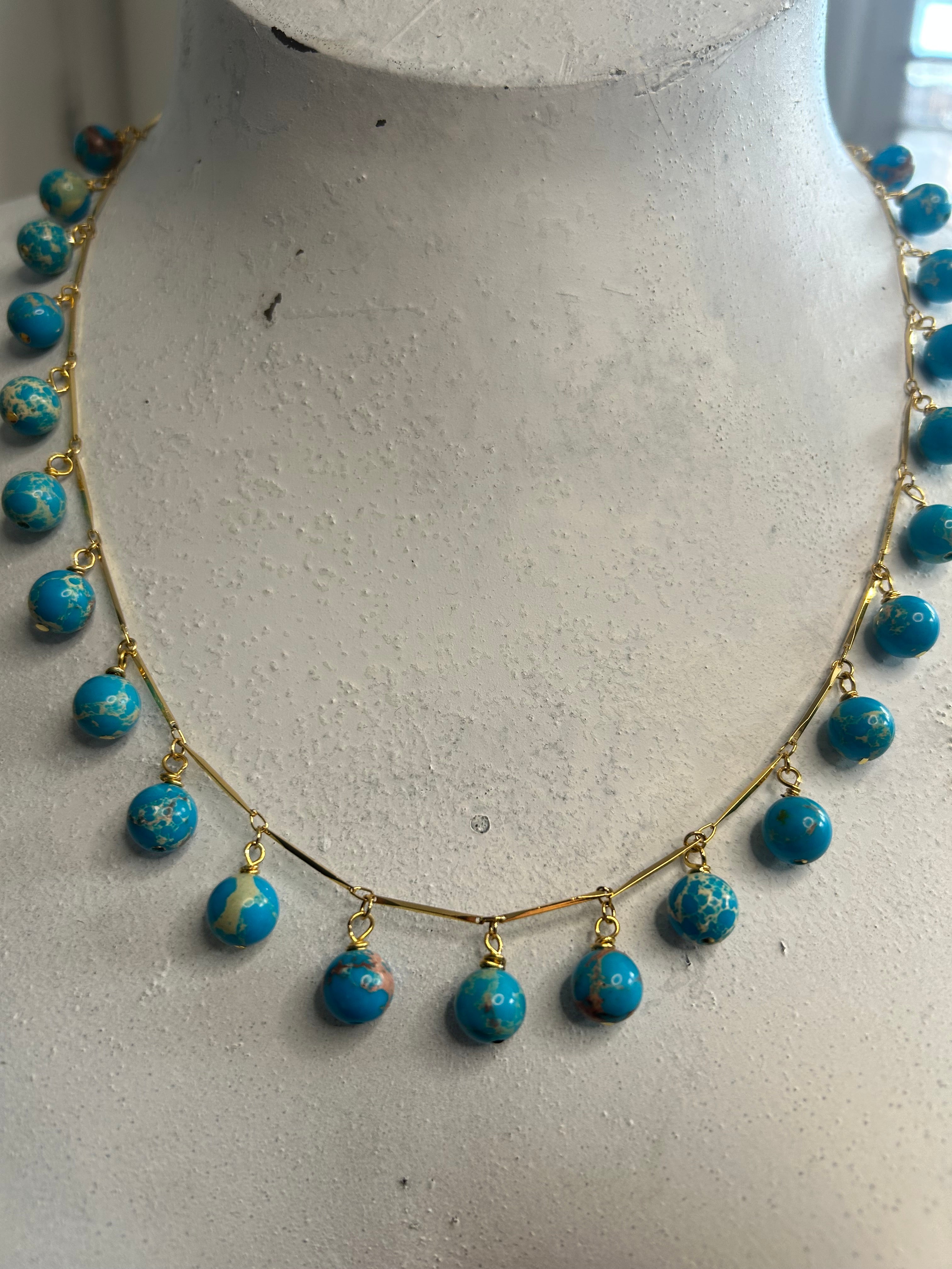 Bubble Garland Necklace: Blue Imperial Jasper