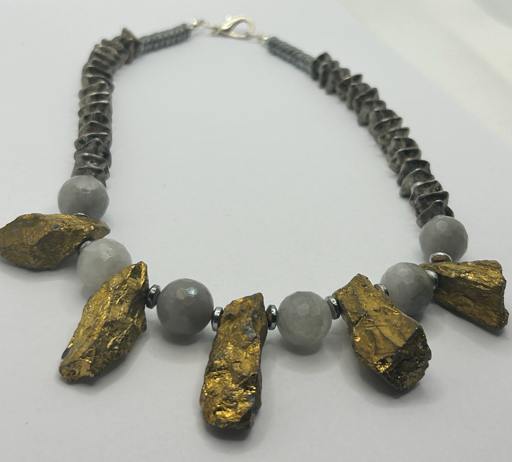 Gold & Silver Statement Rock Crystal Necklace