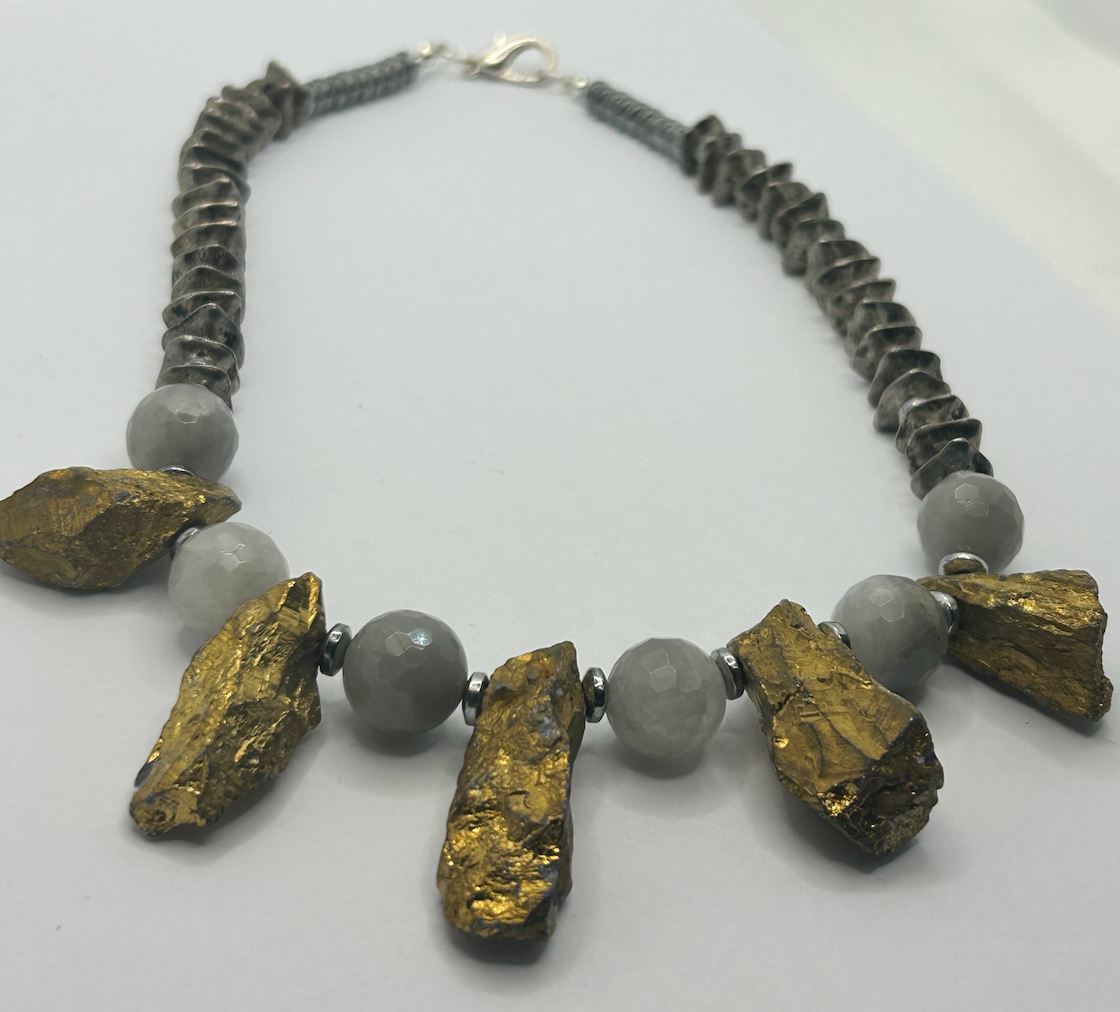 Gold & Silver Statement Rock Crystal Necklace