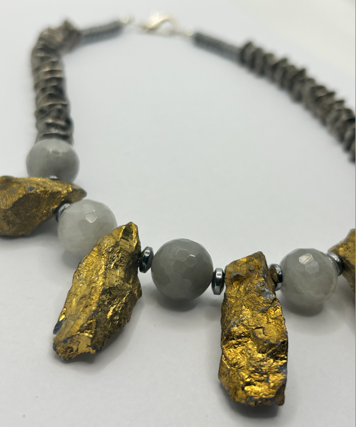 Gold & Silver Statement Rock Crystal Necklace