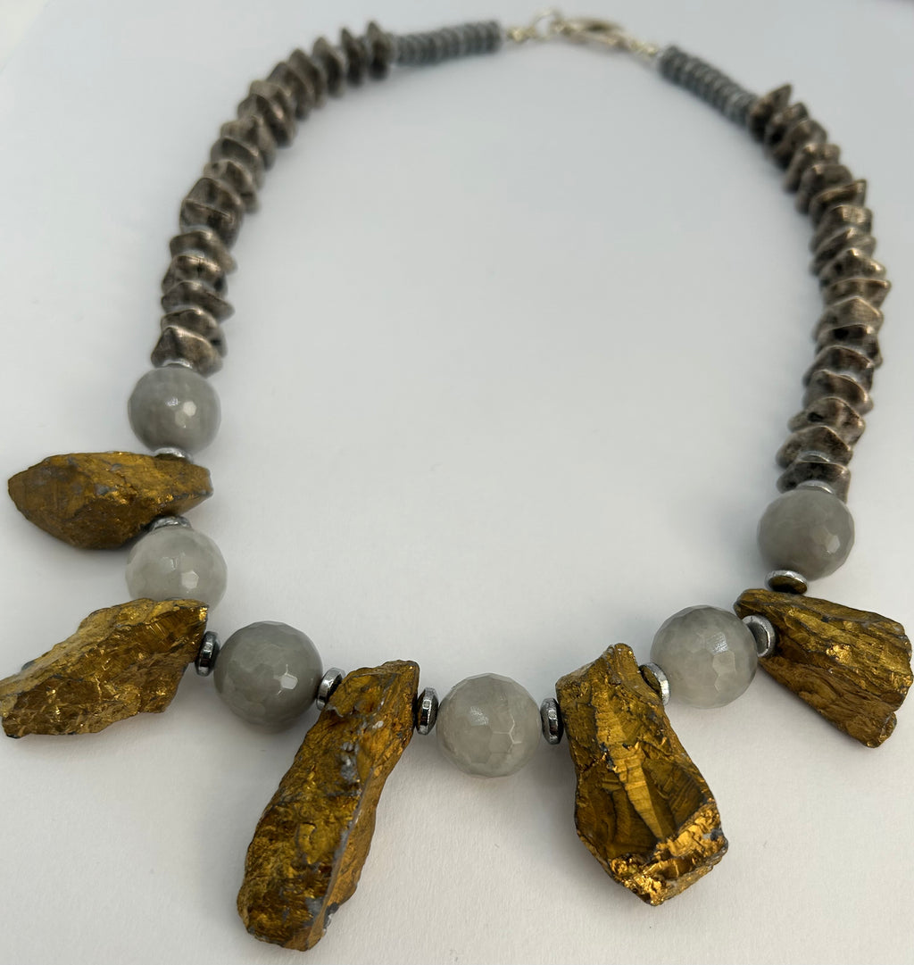 Gold & Silver Statement Rock Crystal Necklace