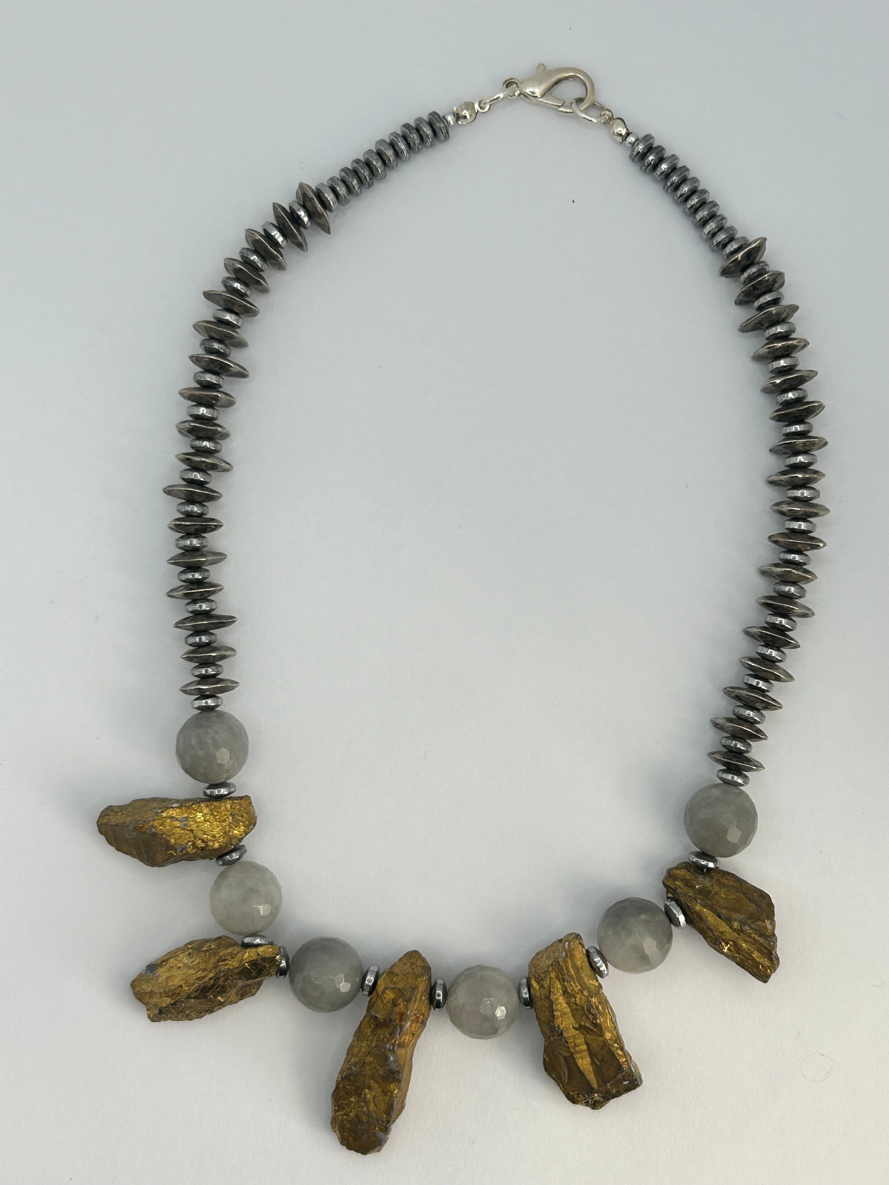 Gold & Silver Statement Rock Crystal Necklace