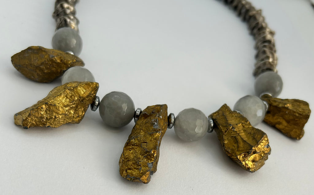 Gold & Silver Statement Rock Crystal Necklace