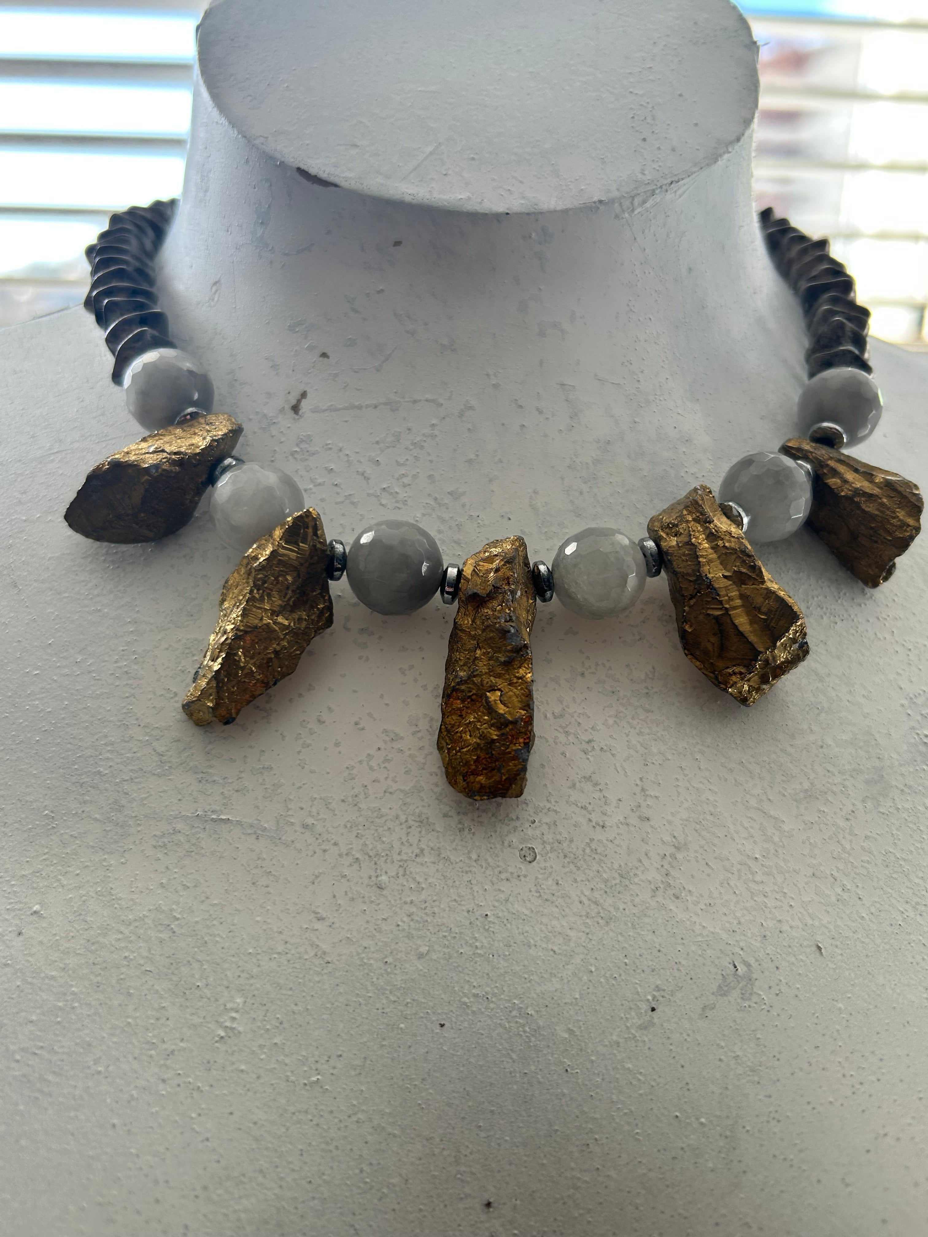 Gold & Silver Statement Rock Crystal Necklace