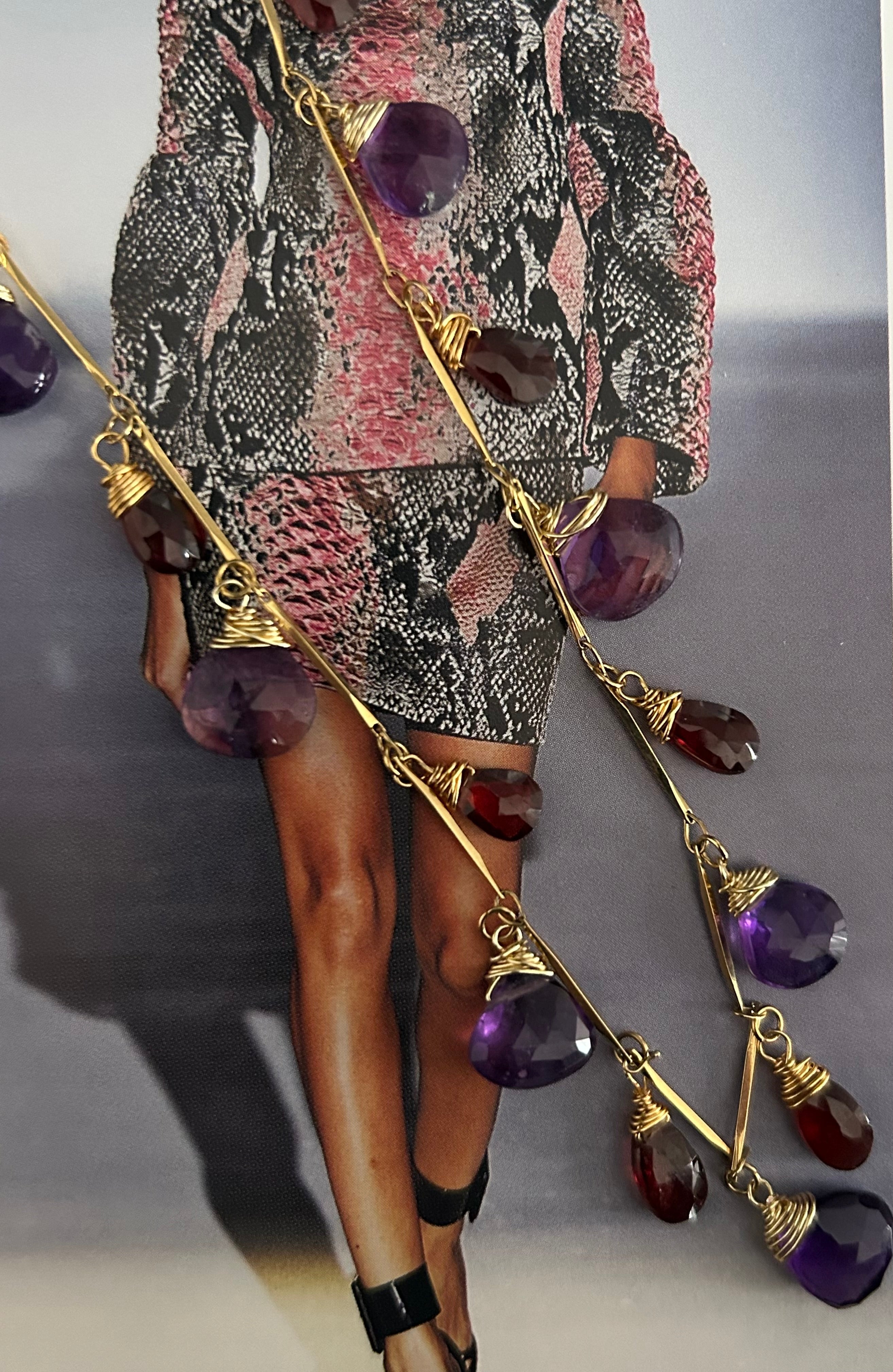 Amethyst & Garnet Garland on 24ct Gold Plate