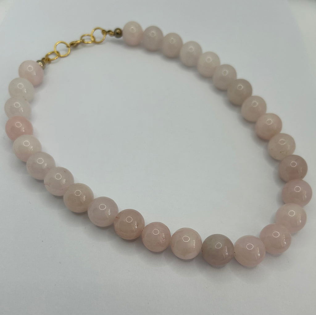 Large Rose Quartz Beaded Necklace