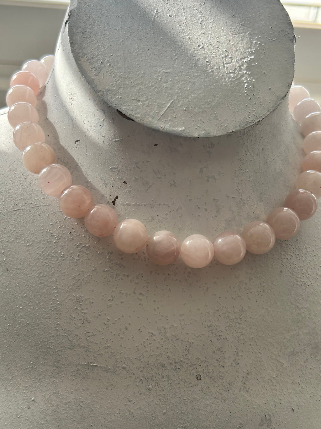 Large Rose Quartz Beaded Necklace