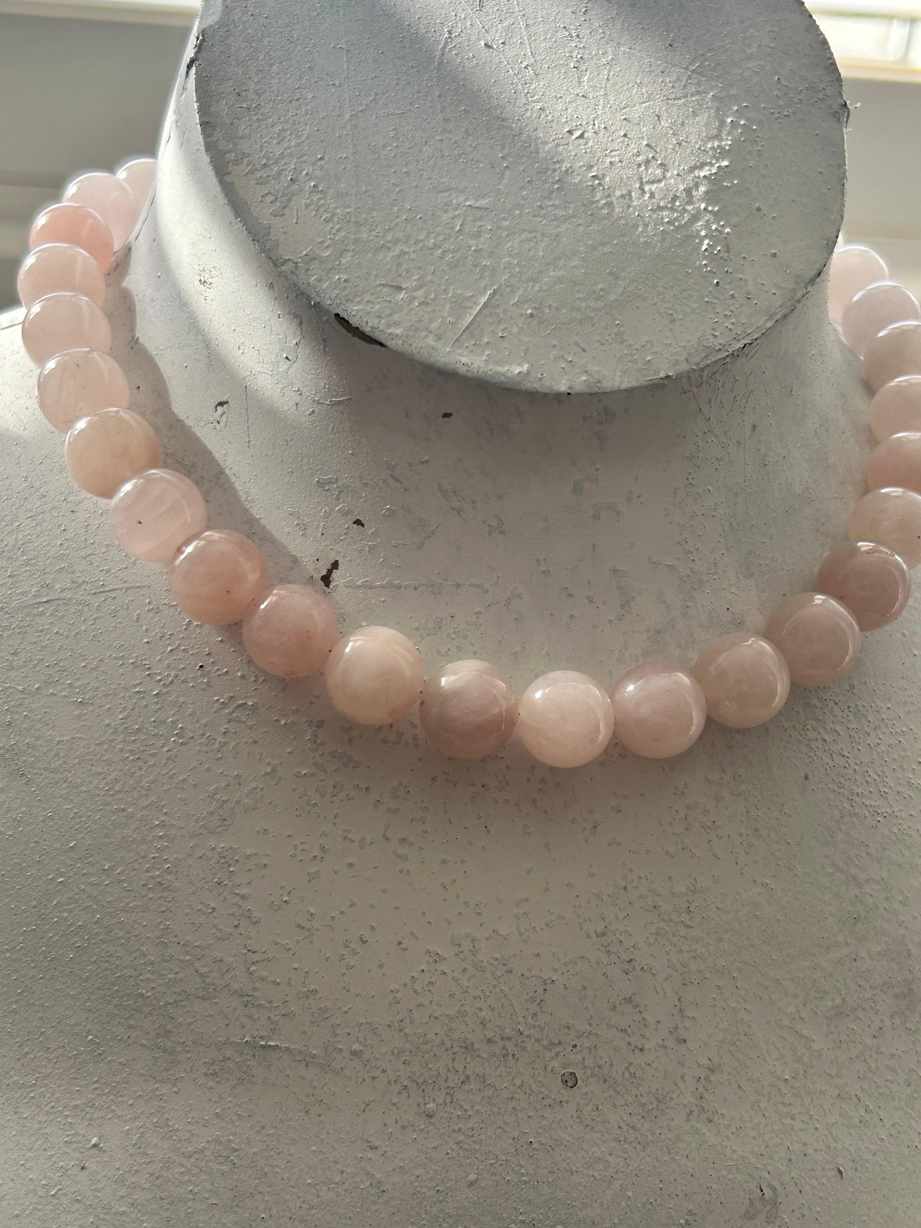 Large Rose Quartz Beaded Necklace