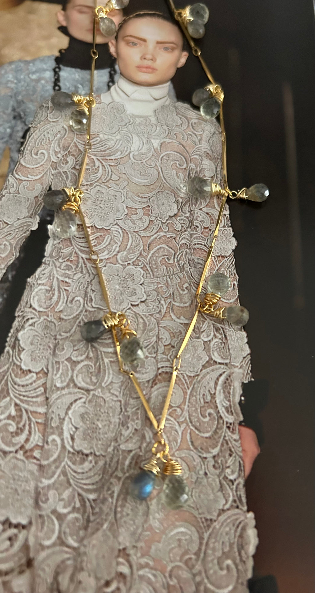 Rainbow Labradorite & Green Amethyst Garland on 24ct Gold Plate