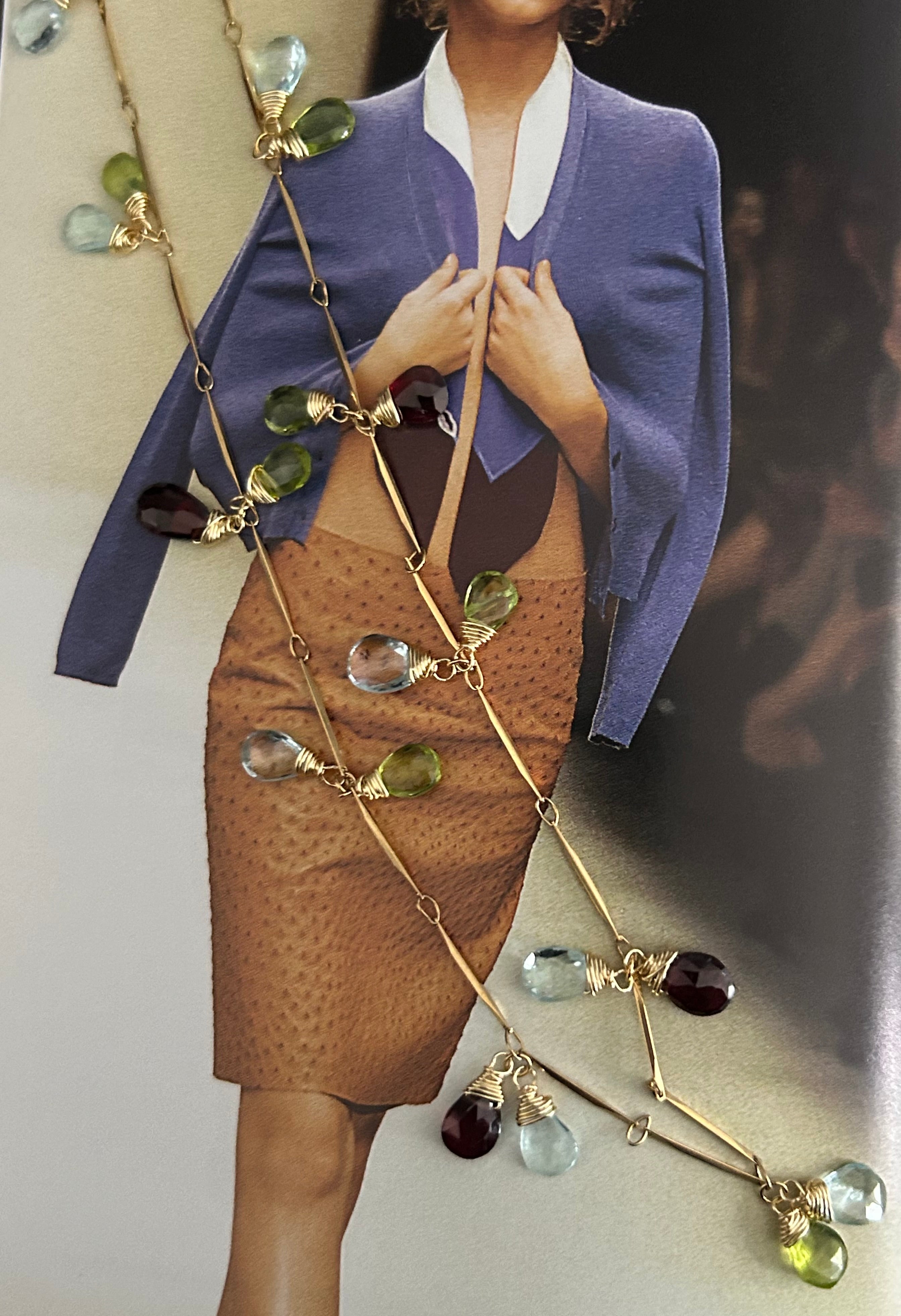 Garnet, Peridot & Blue Topaz on 24ct Gold Plate