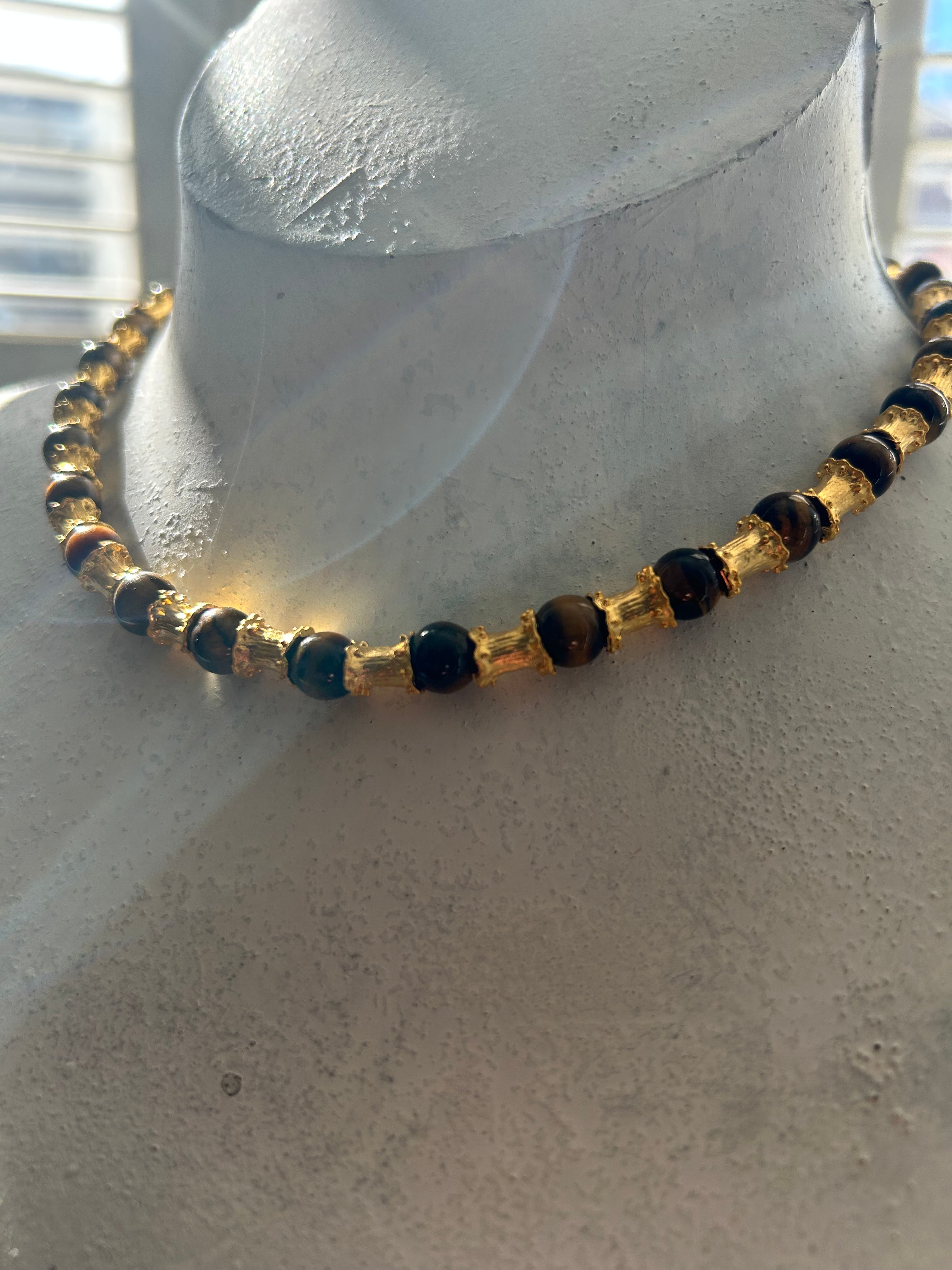 Tigers Eye & Brass Necklace