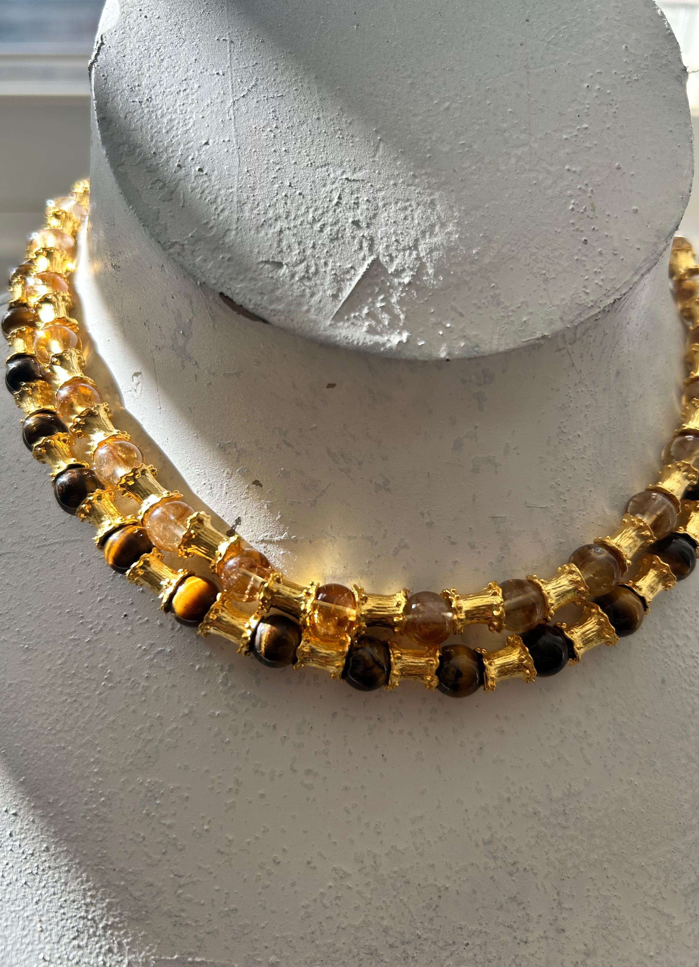 Tigers Eye & Brass Necklace