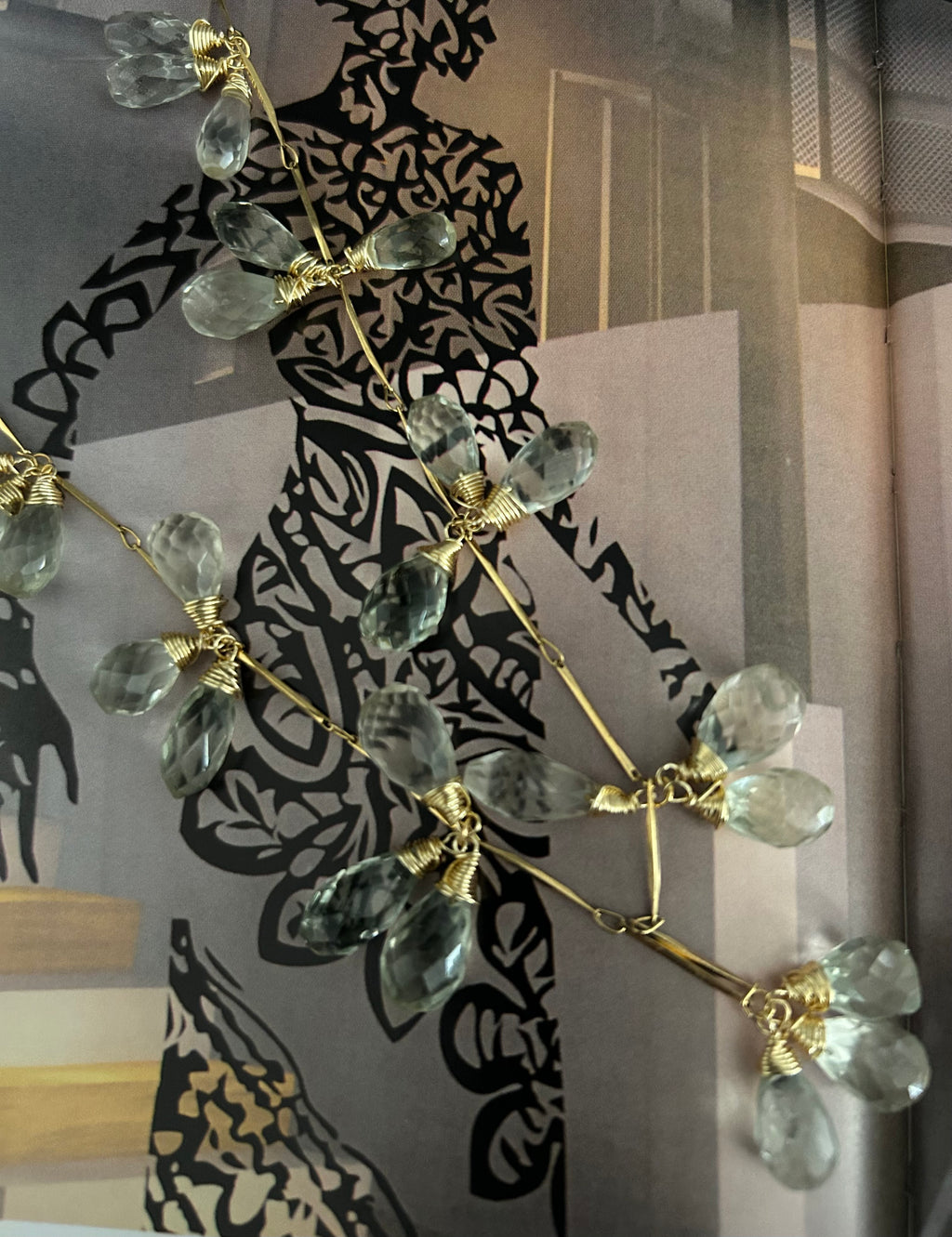 Green Amethyst Garland on 24ct Gold Plate