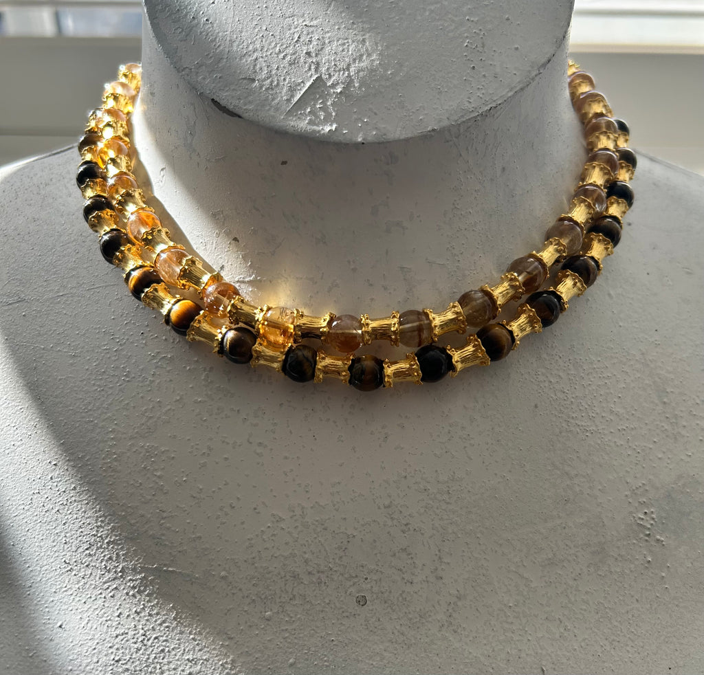 Tigers Eye & Brass Necklace