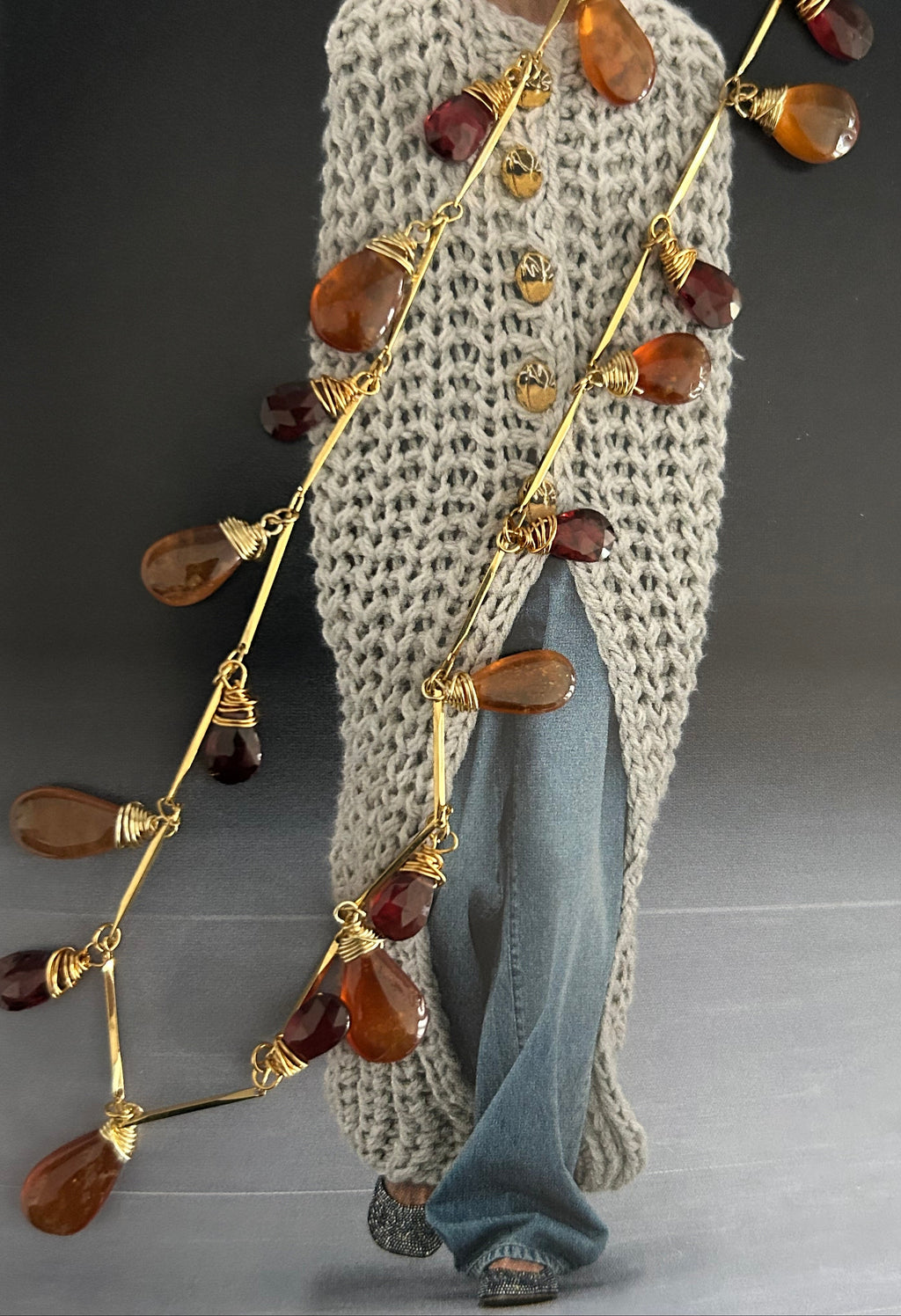 Garnet & Hessonite Garnet Garland on 24ct Gold Plate