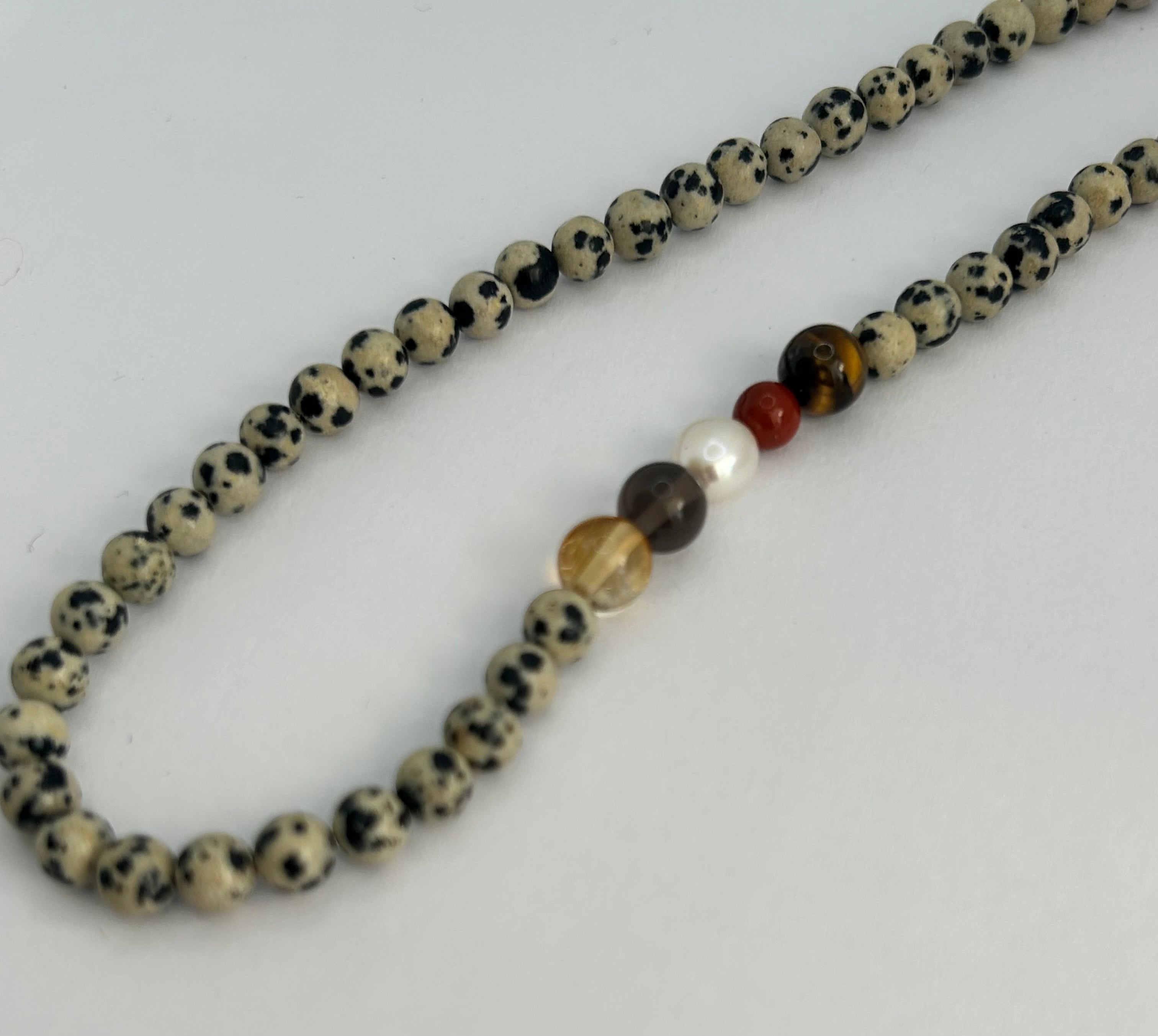 Dalmatian Jasper Necklace on Gold Plate