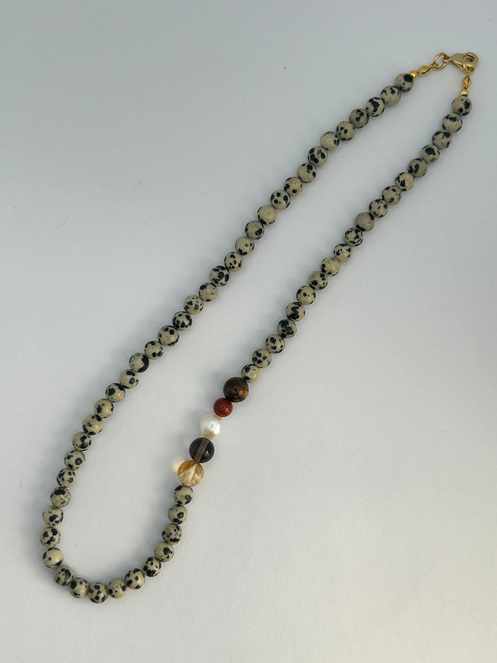 Dalmatian Jasper Necklace on Gold Plate