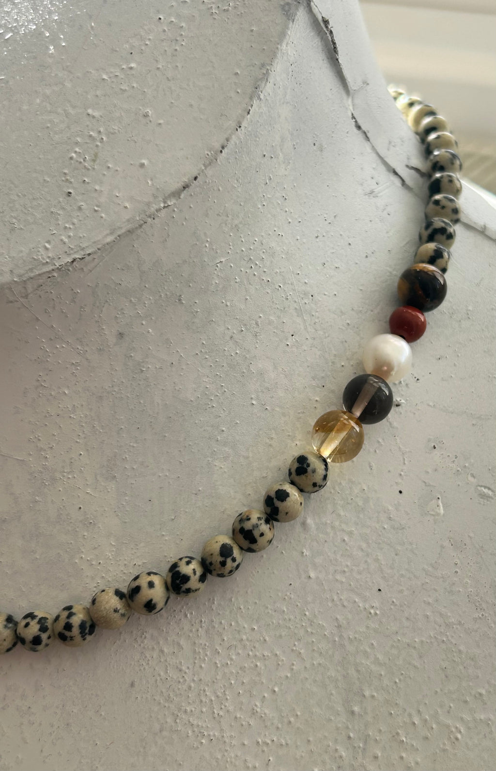 Dalmatian Jasper Necklace on Gold Plate