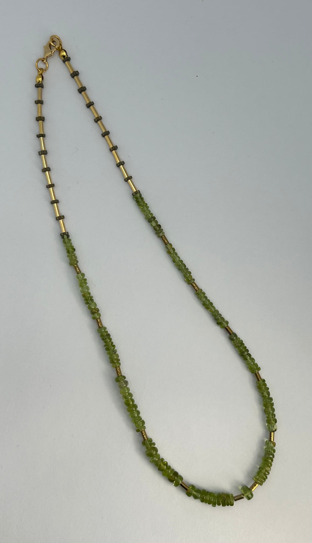 Peridot Beaded Necklace on Gold Plate