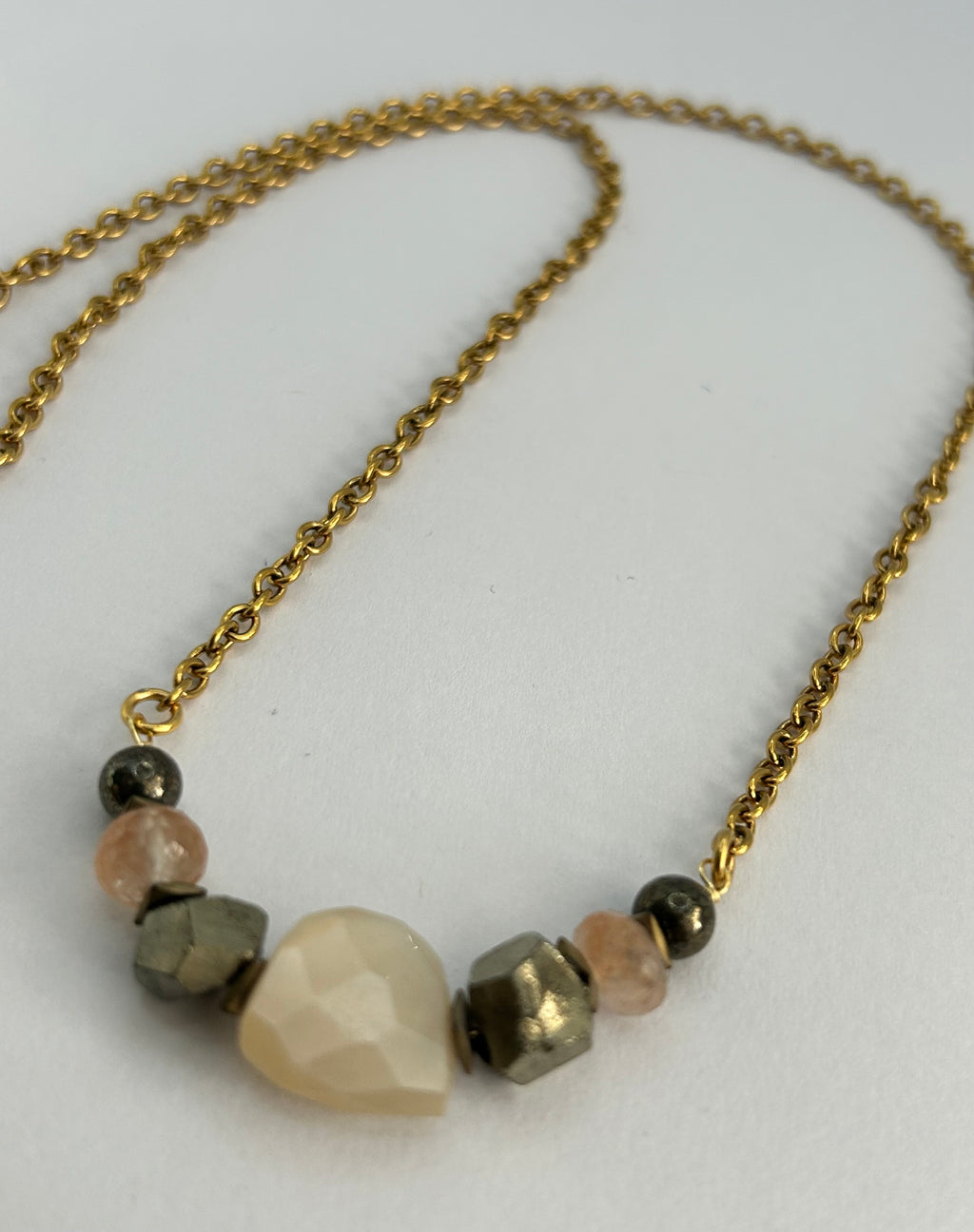Moonstone & Mixed Bead Chain Necklace