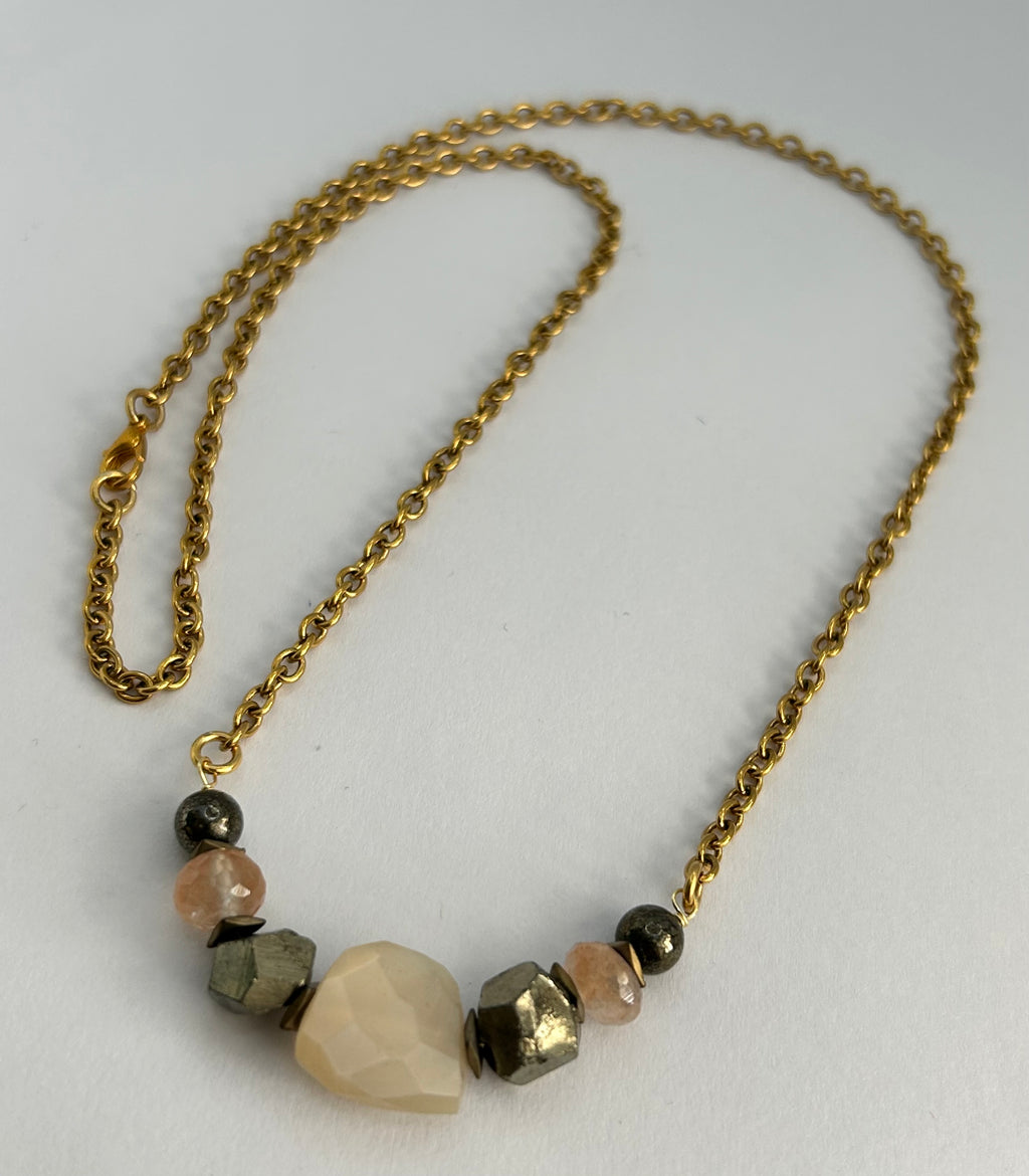 Moonstone & Mixed Bead Chain Necklace