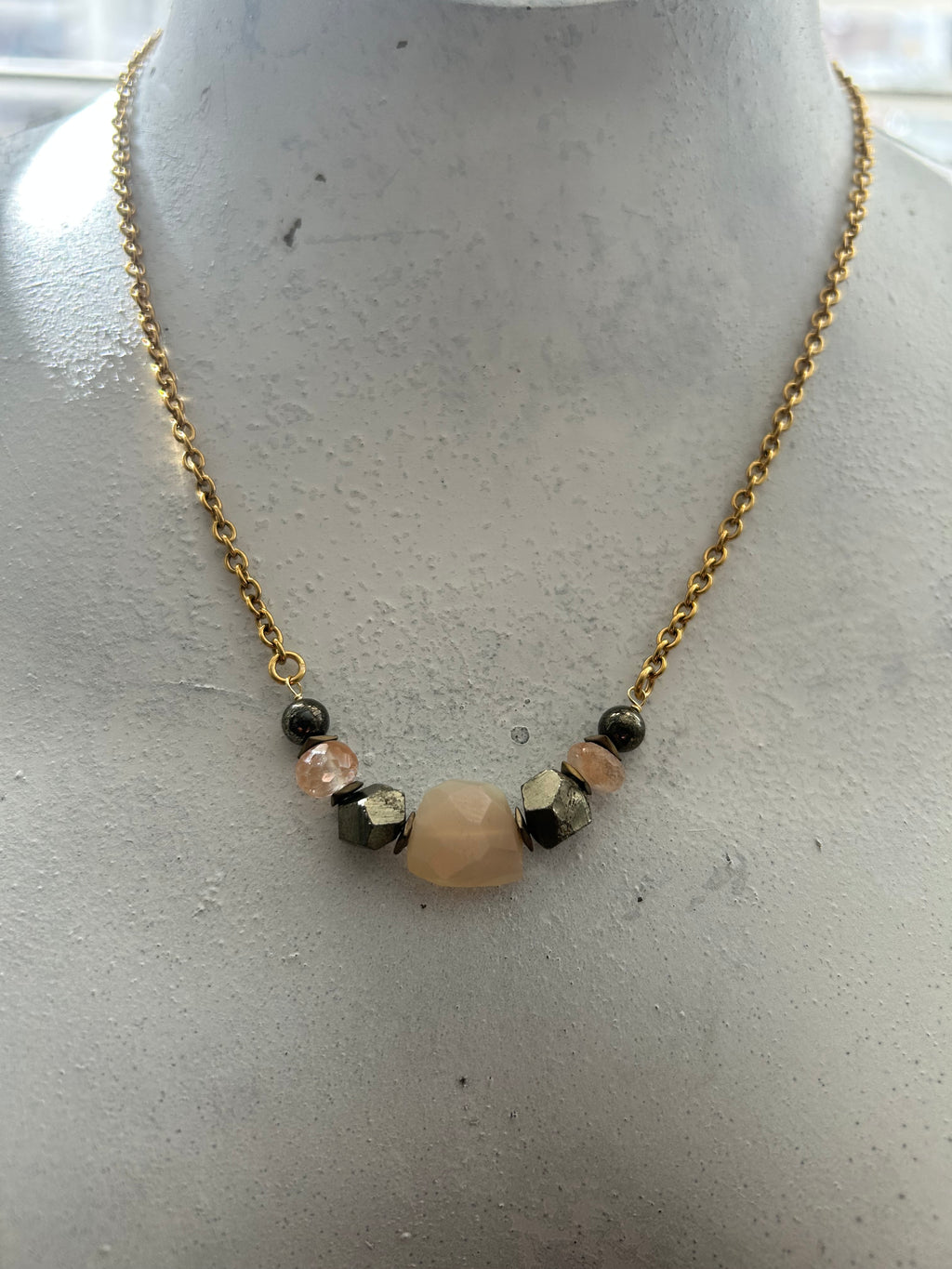 Moonstone & Mixed Bead Chain Necklace