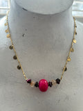 Pink Agate & Mixed Bead Chain Necklace