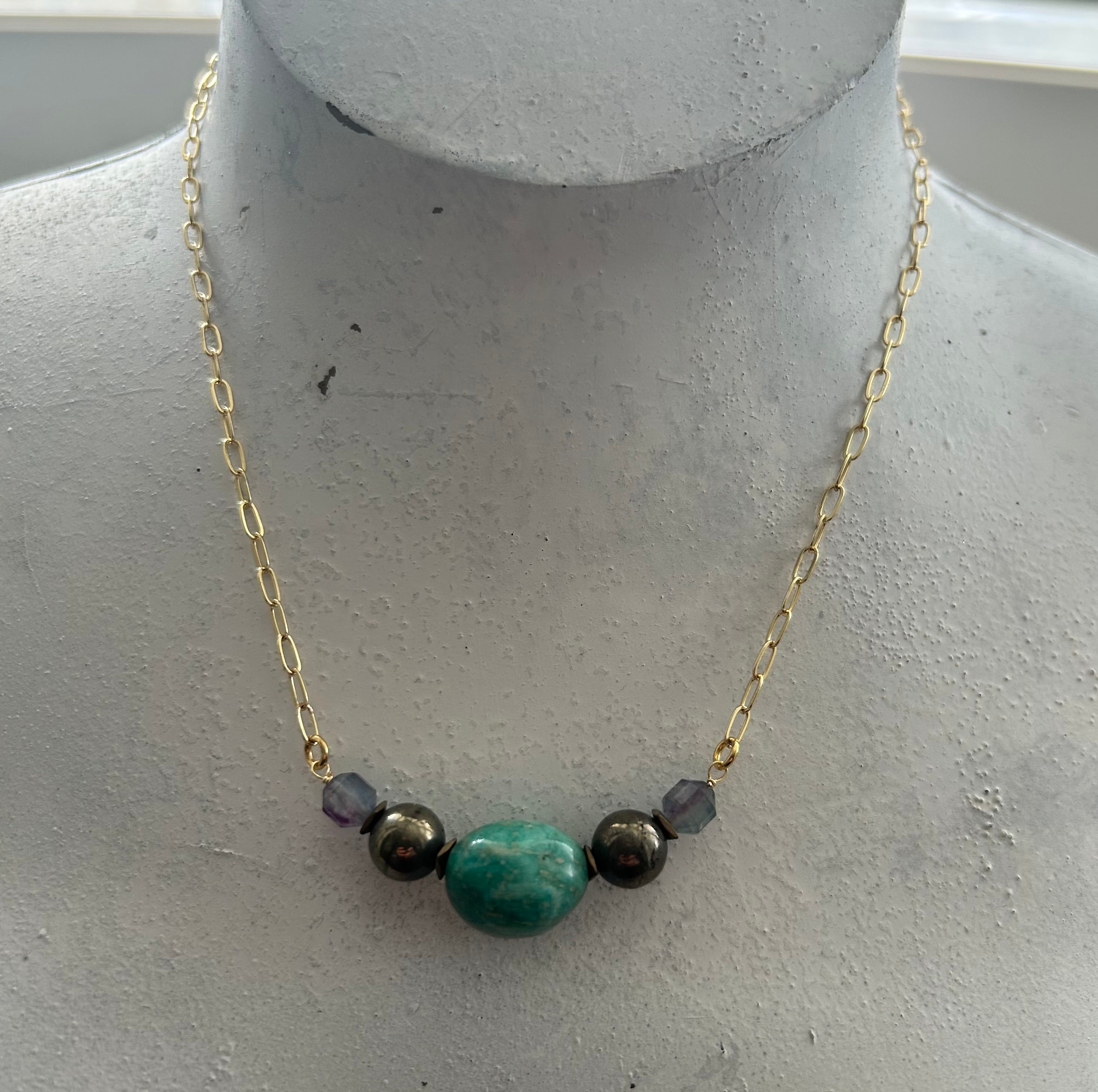 Amazonite & Mixed Bead Chain Necklace