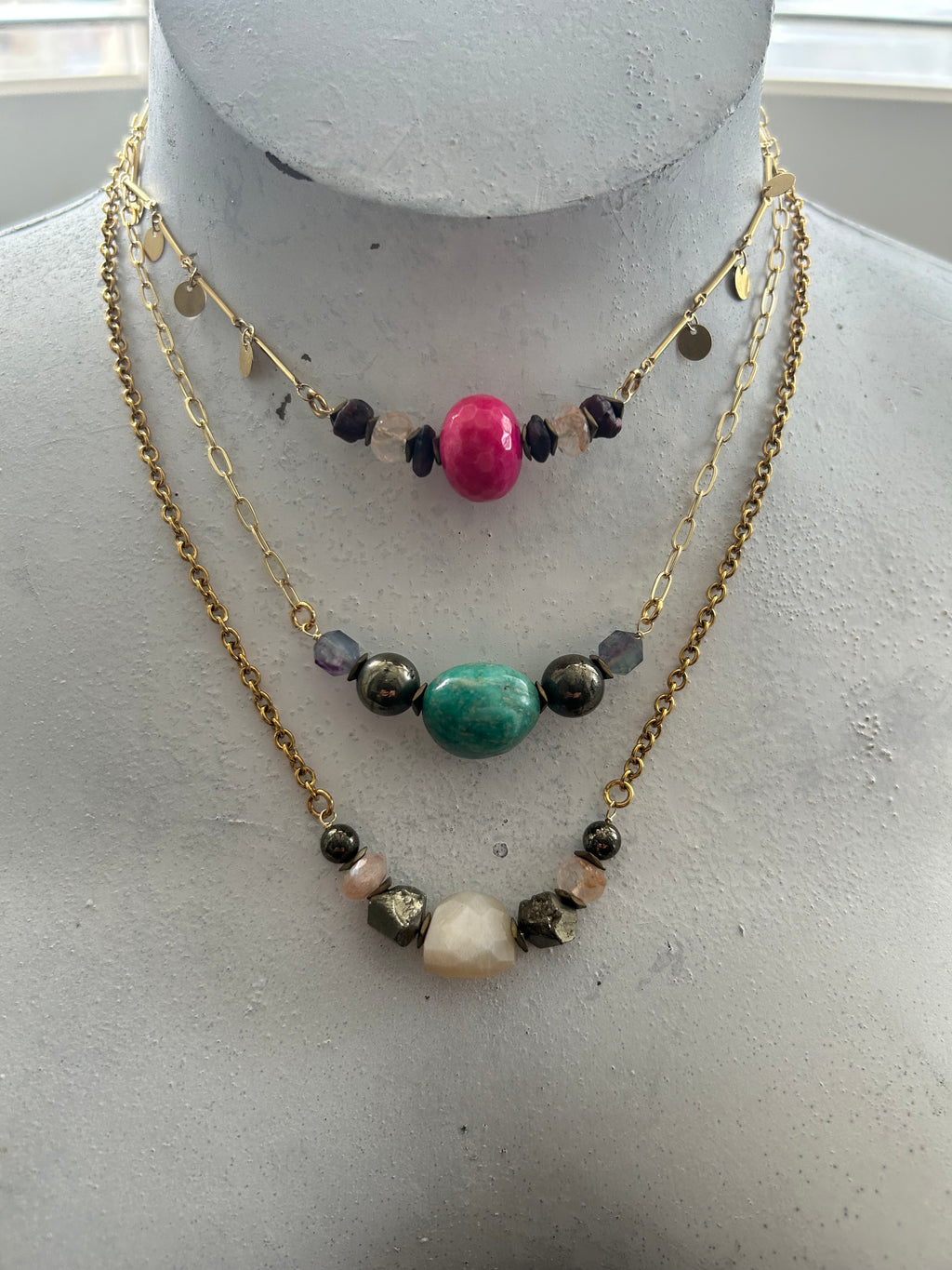 Amazonite & Mixed Bead Chain Necklace