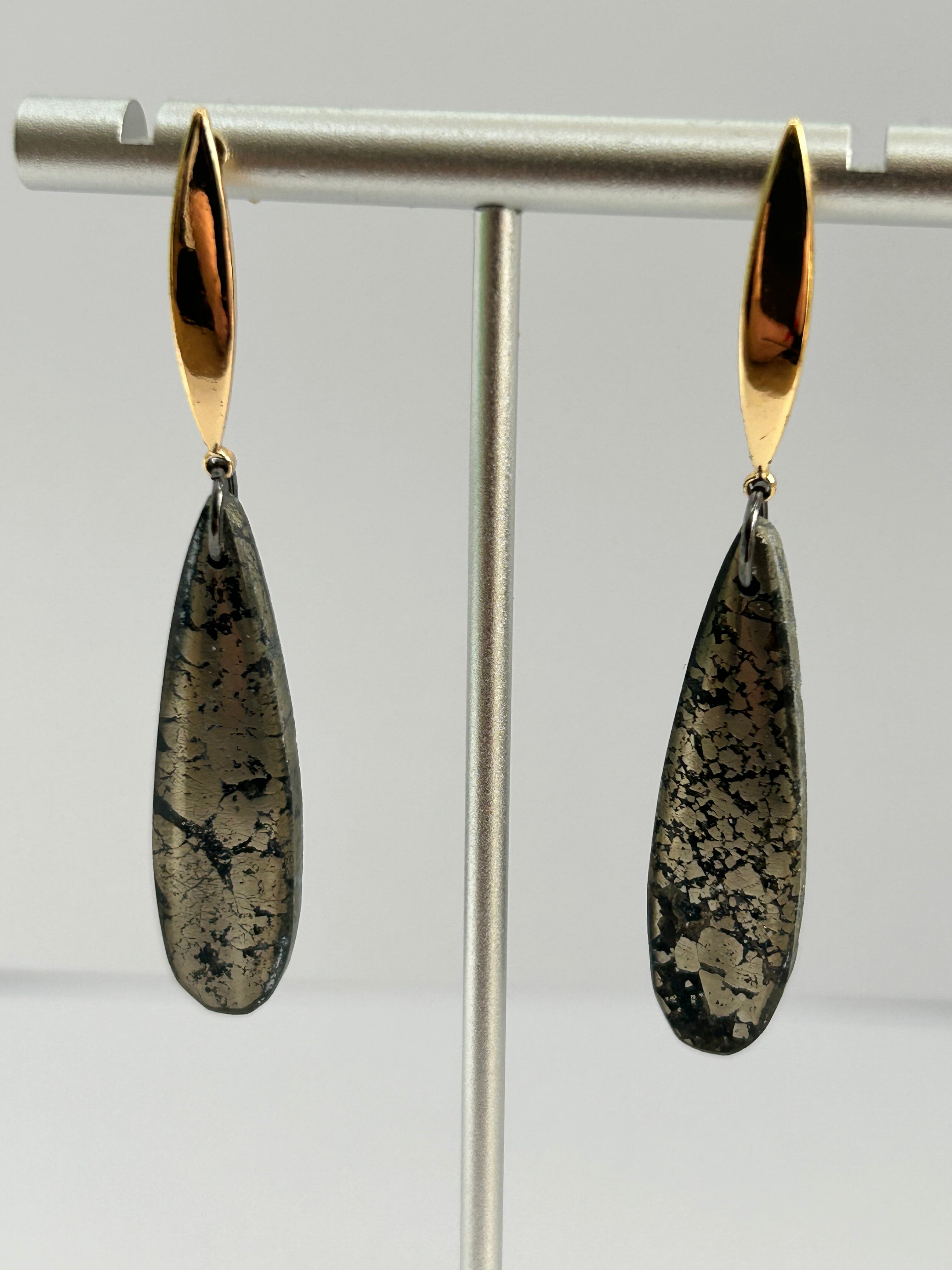 Pyrite on Gold Plate Earrings