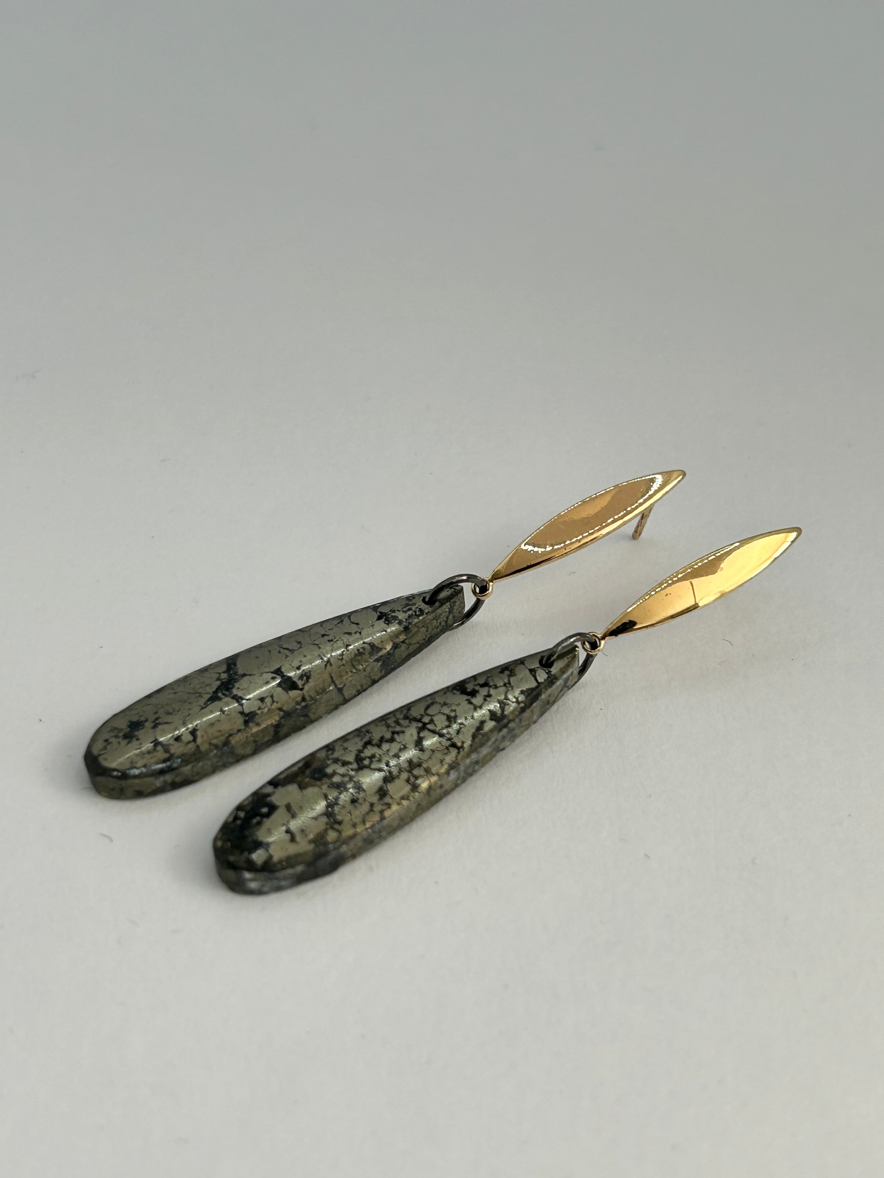 Pyrite on Gold Plate Earrings