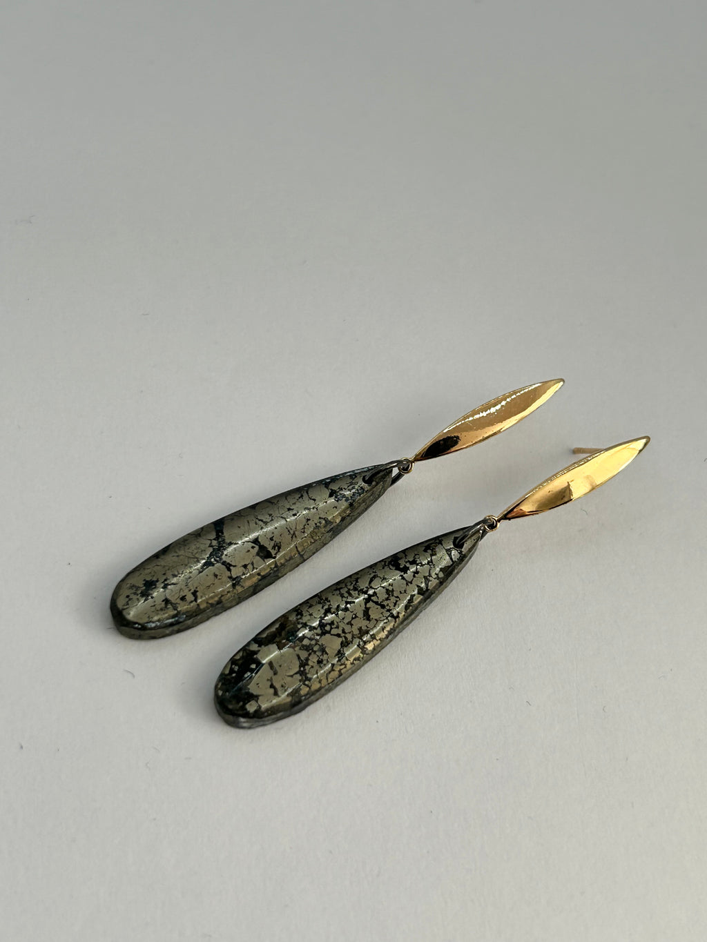 Pyrite on Gold Plate Earrings