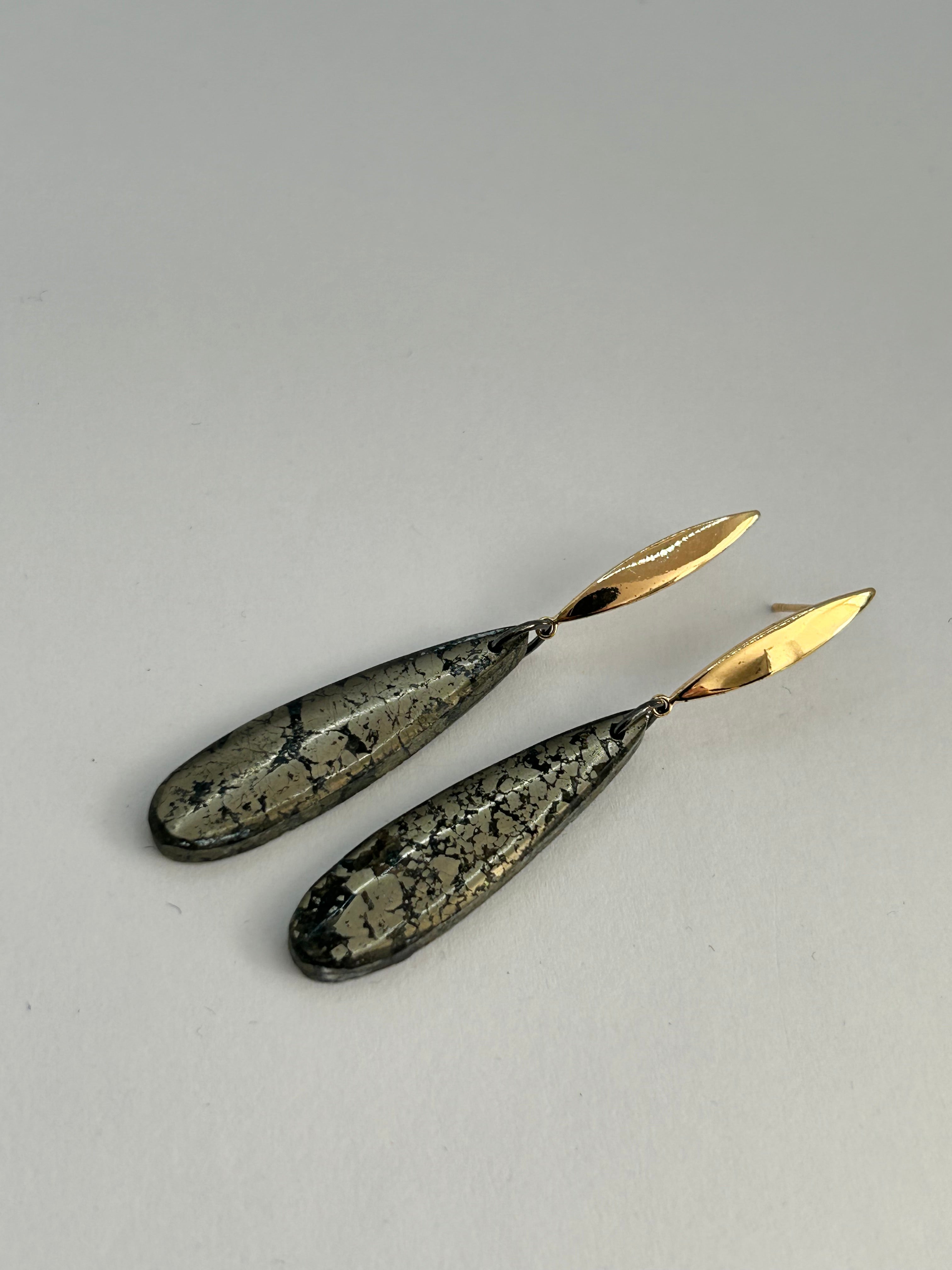 Pyrite on Gold Plate Earrings