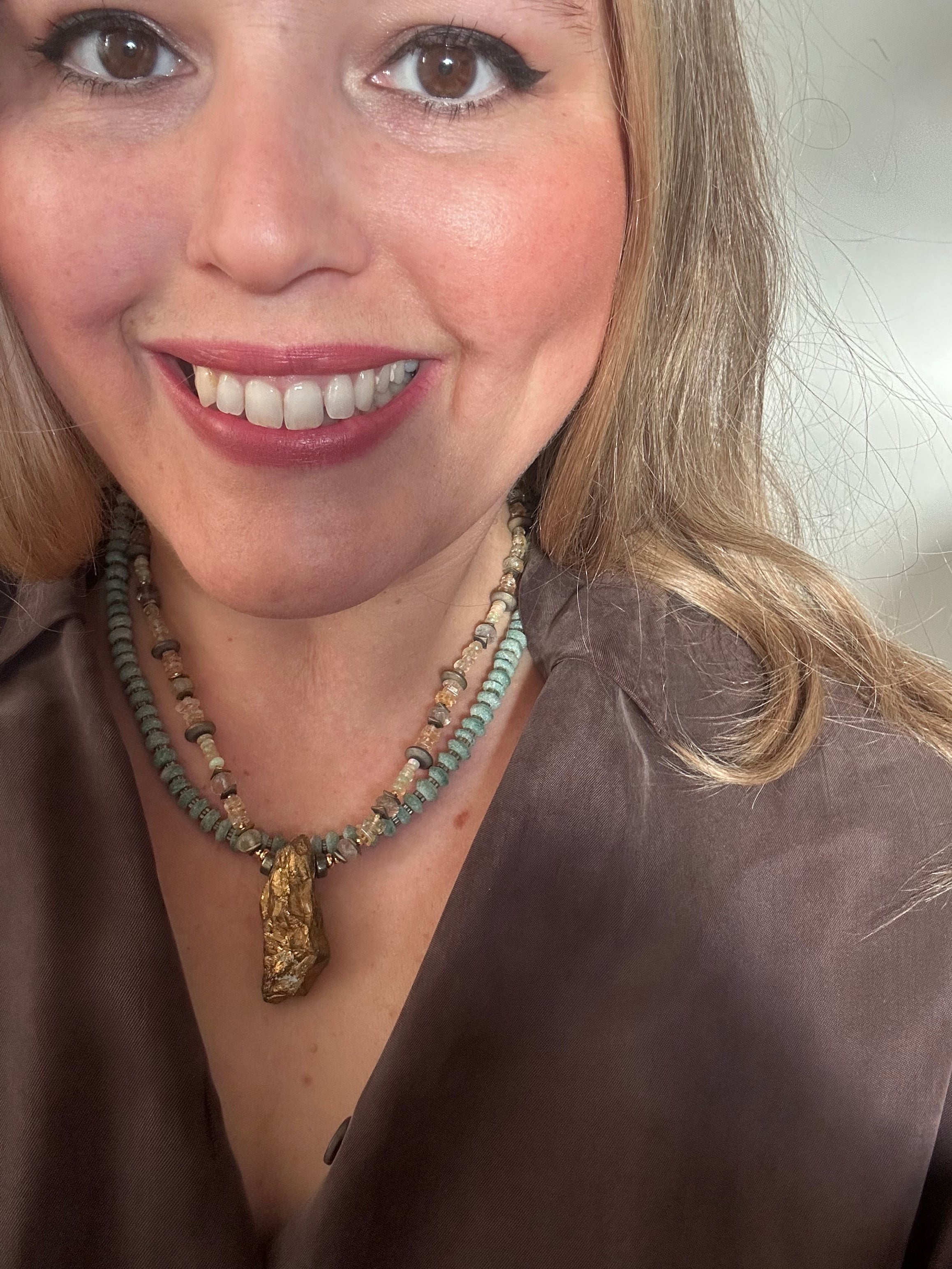 Beaded Single Rock Crystal Necklace