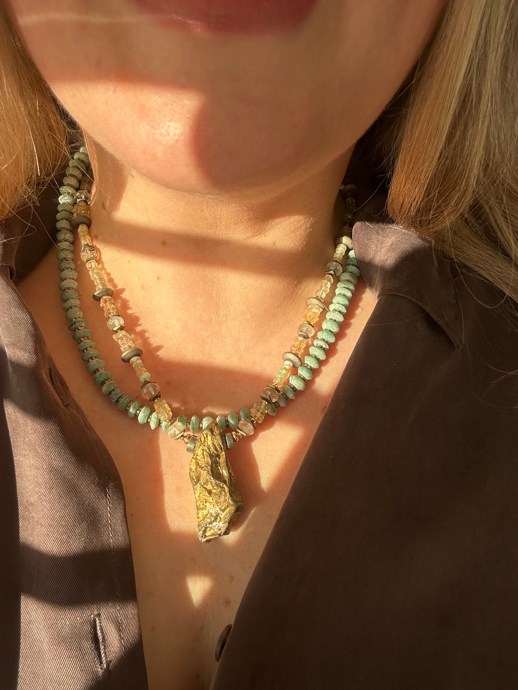 Beaded Single Rock Crystal Necklace