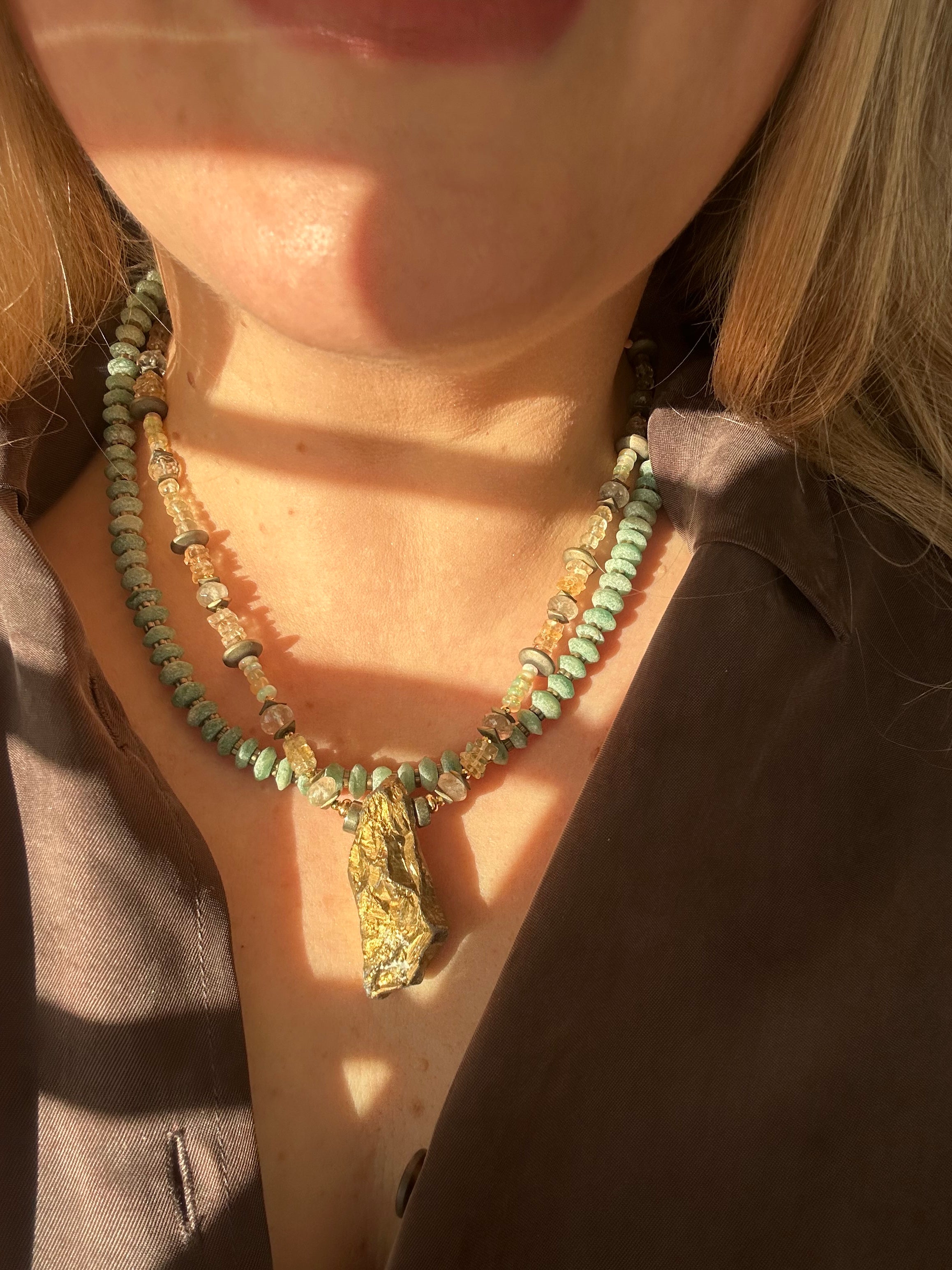 Beaded Single Rock Crystal Necklace