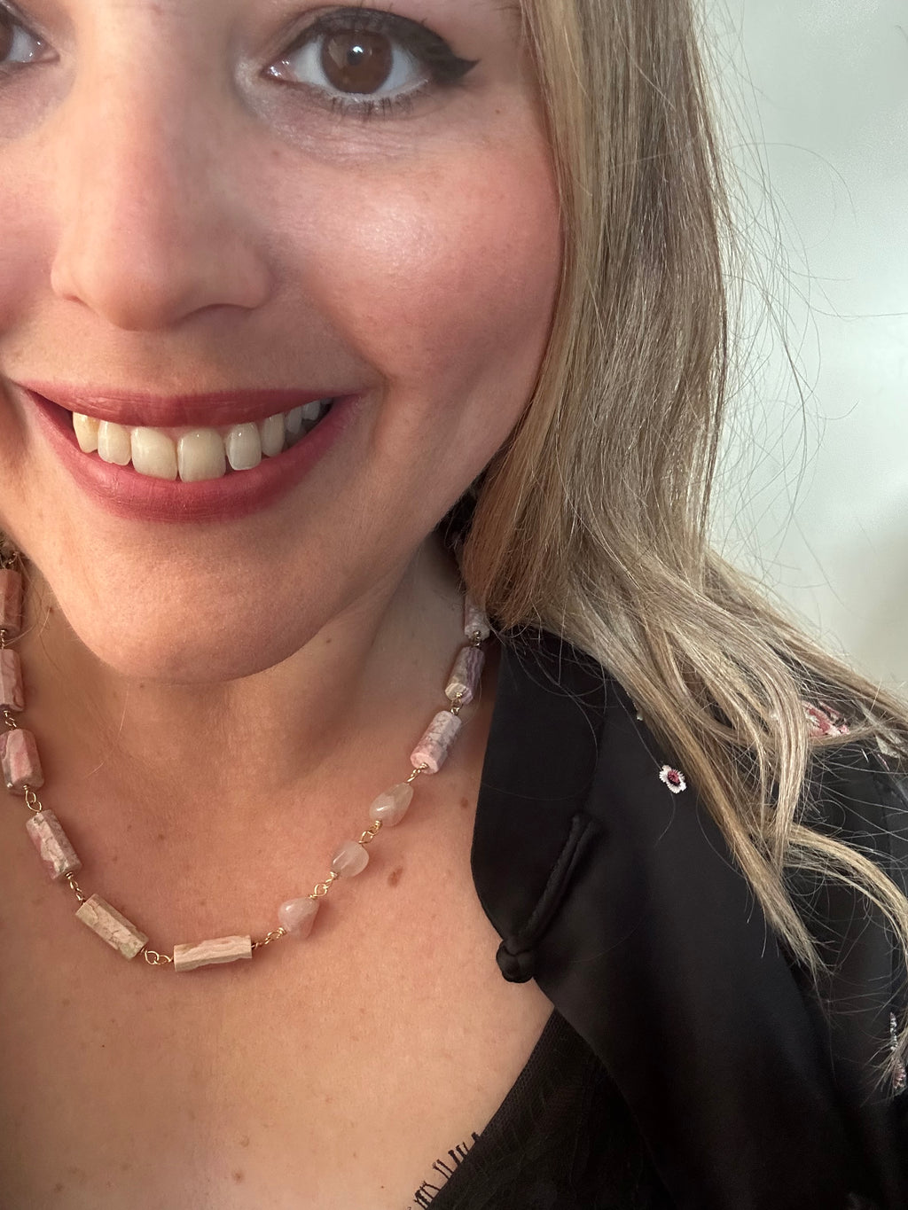 Rhodocrosite & Rose Quartz Necklace