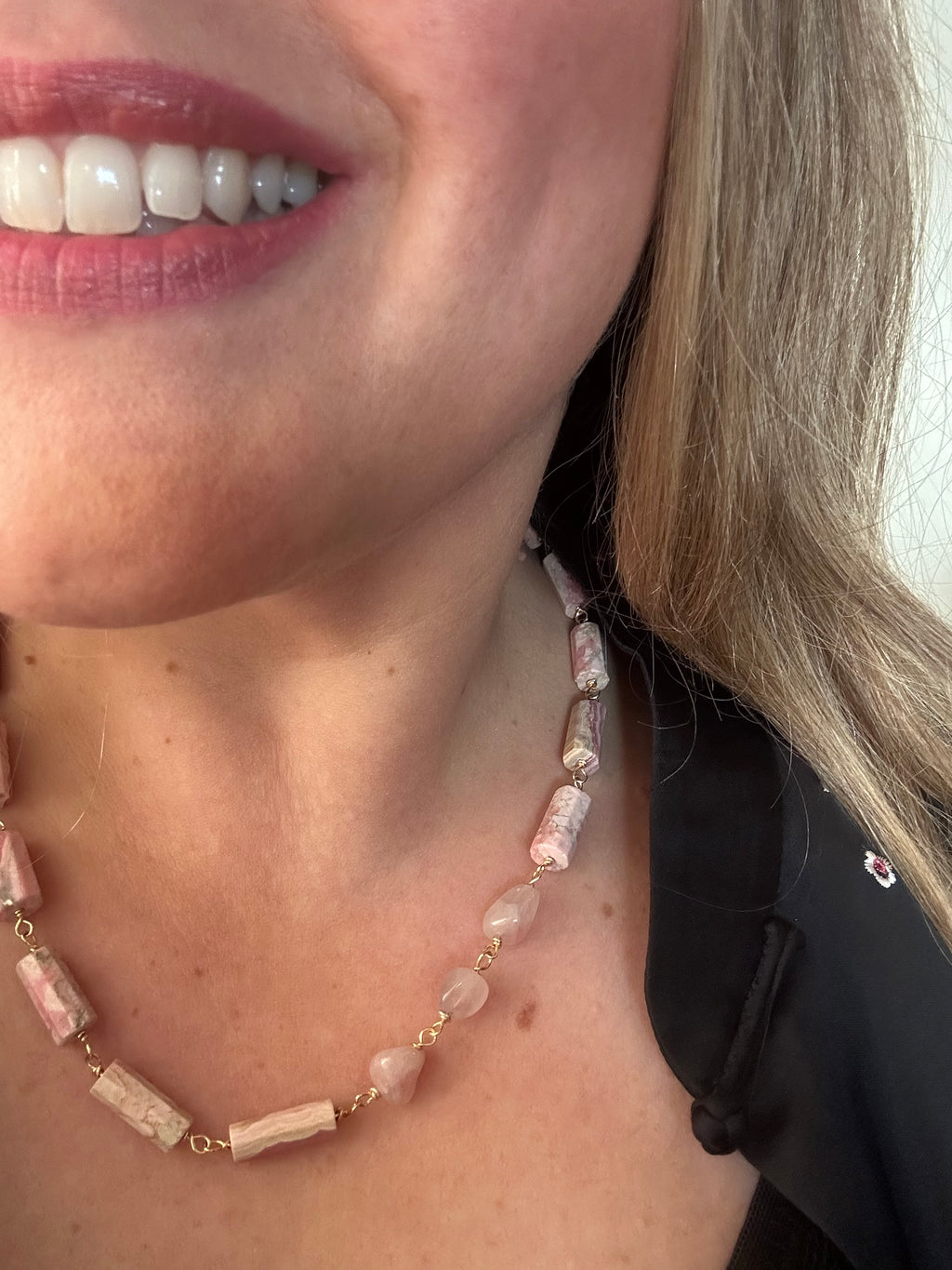 Rhodocrosite & Rose Quartz Necklace