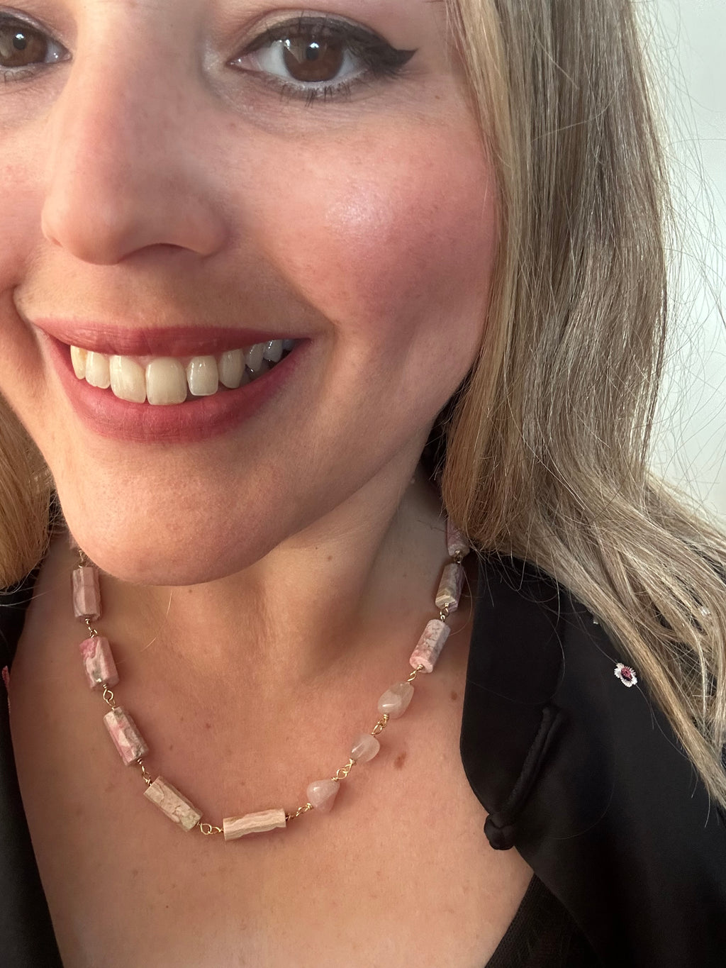 Rhodocrosite & Rose Quartz Necklace