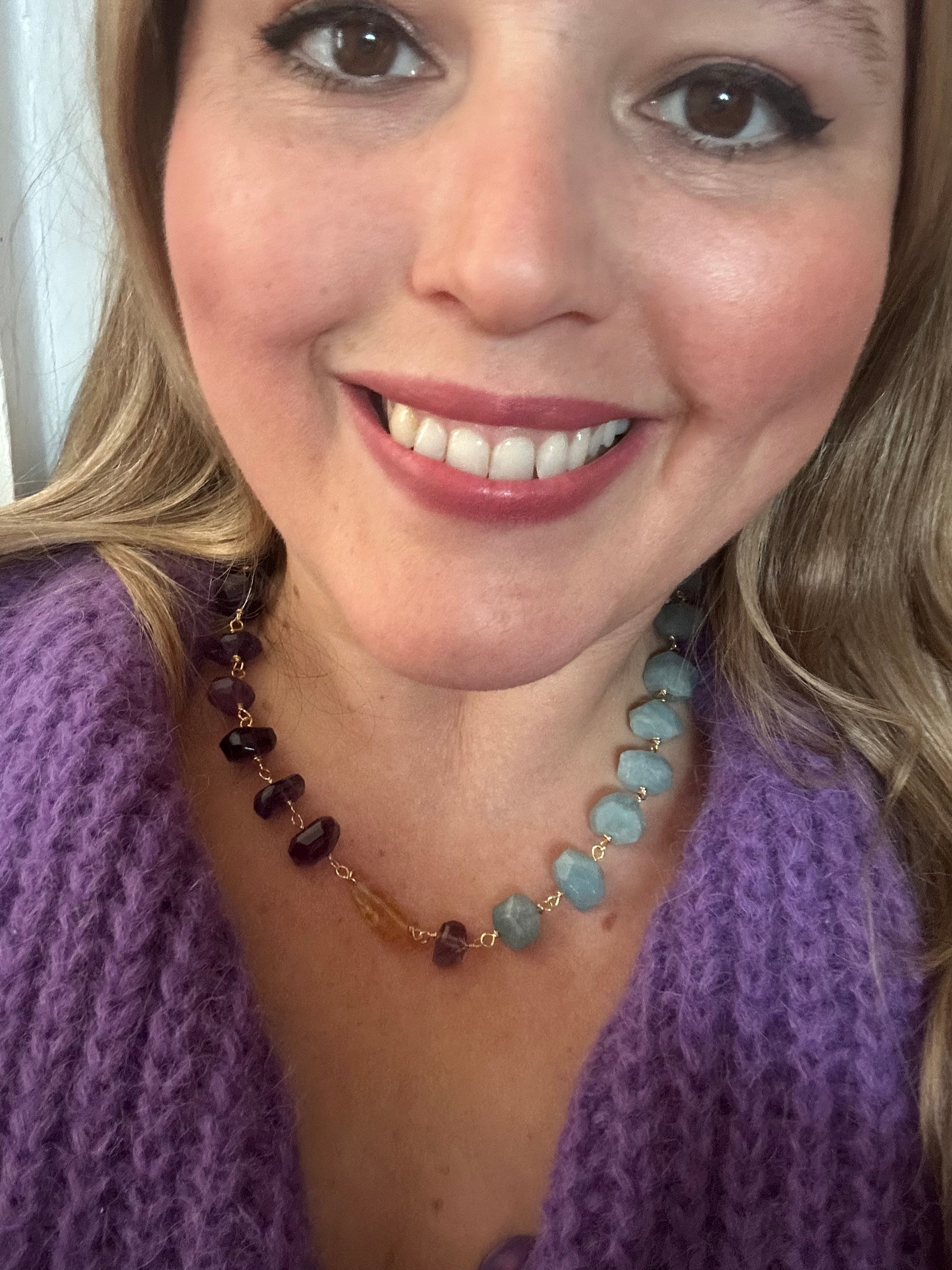 Aquamarine, Amethyst & Citrine Necklace