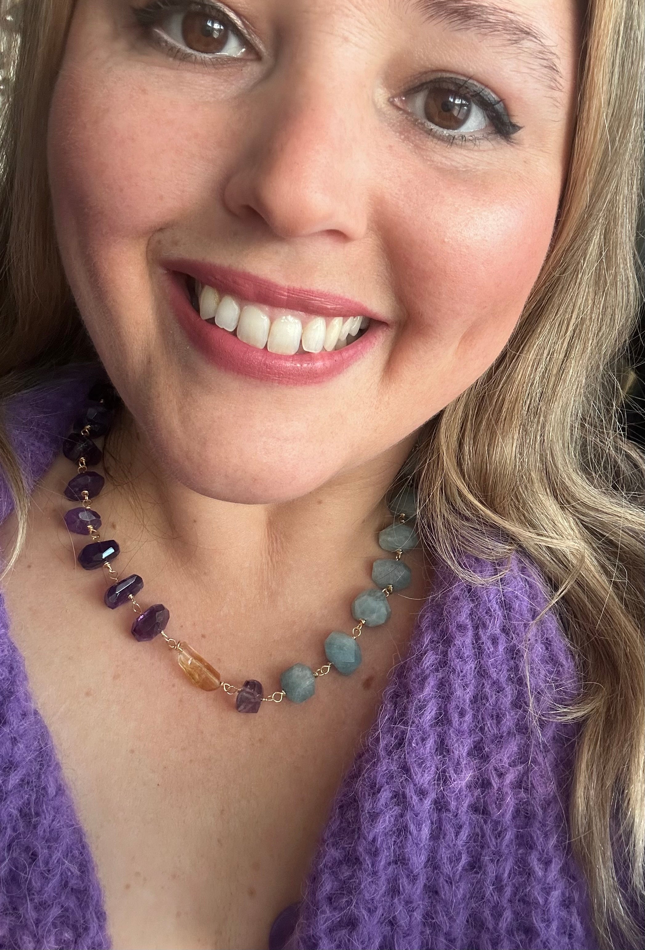 Aquamarine, Amethyst & Citrine Necklace