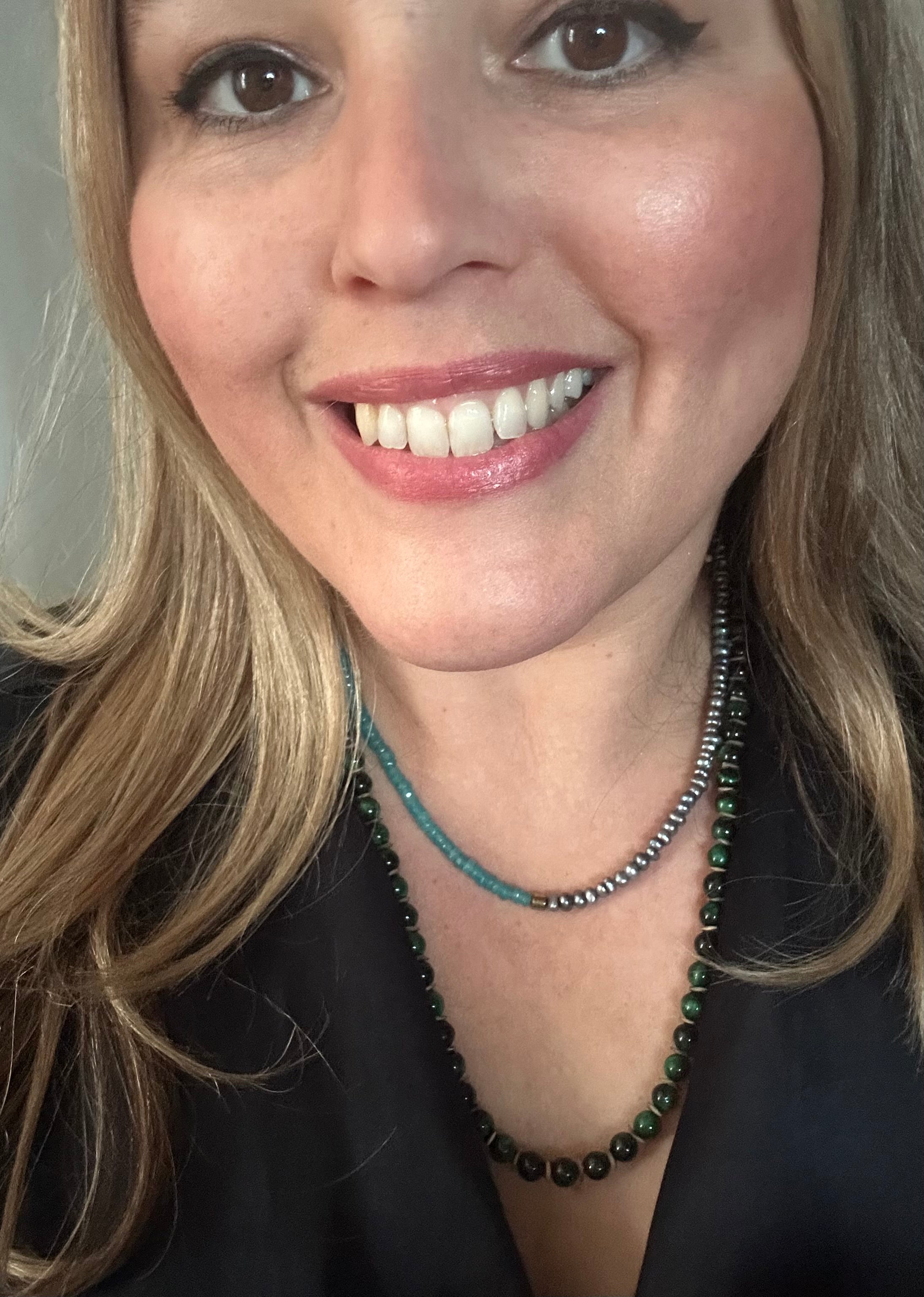 Blue Kyanite & Peacock Pearl Necklace