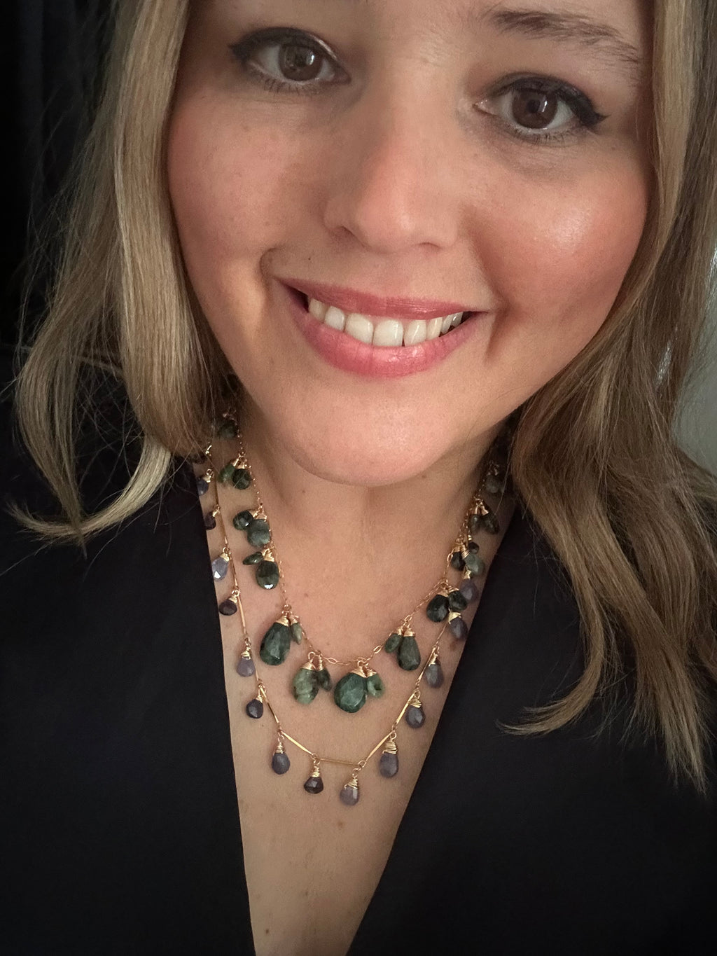 Tanzanite & Iolite Garland on 24ct Gold Plate